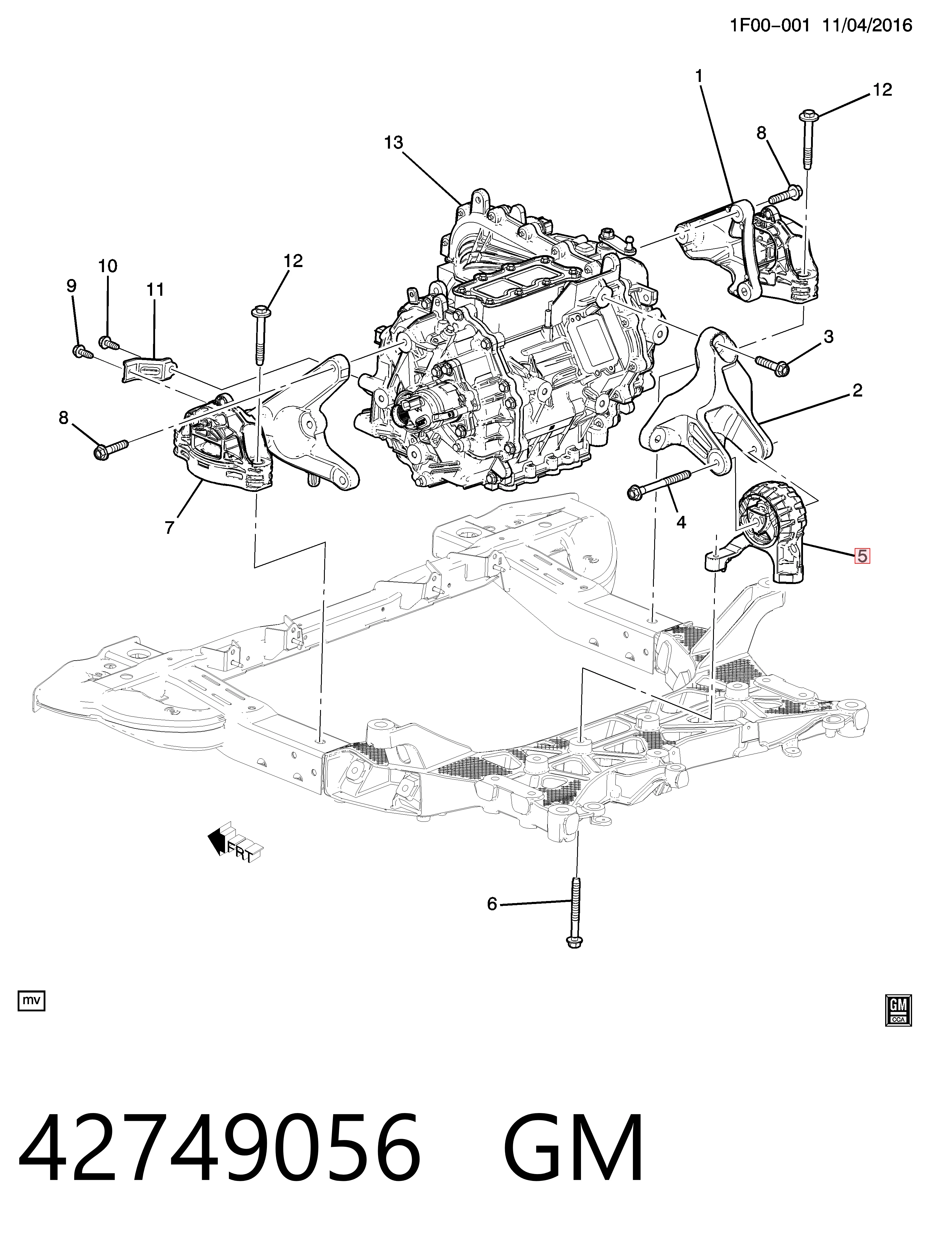 42749056 General Motors Poduszka (podpora) silnika tylna