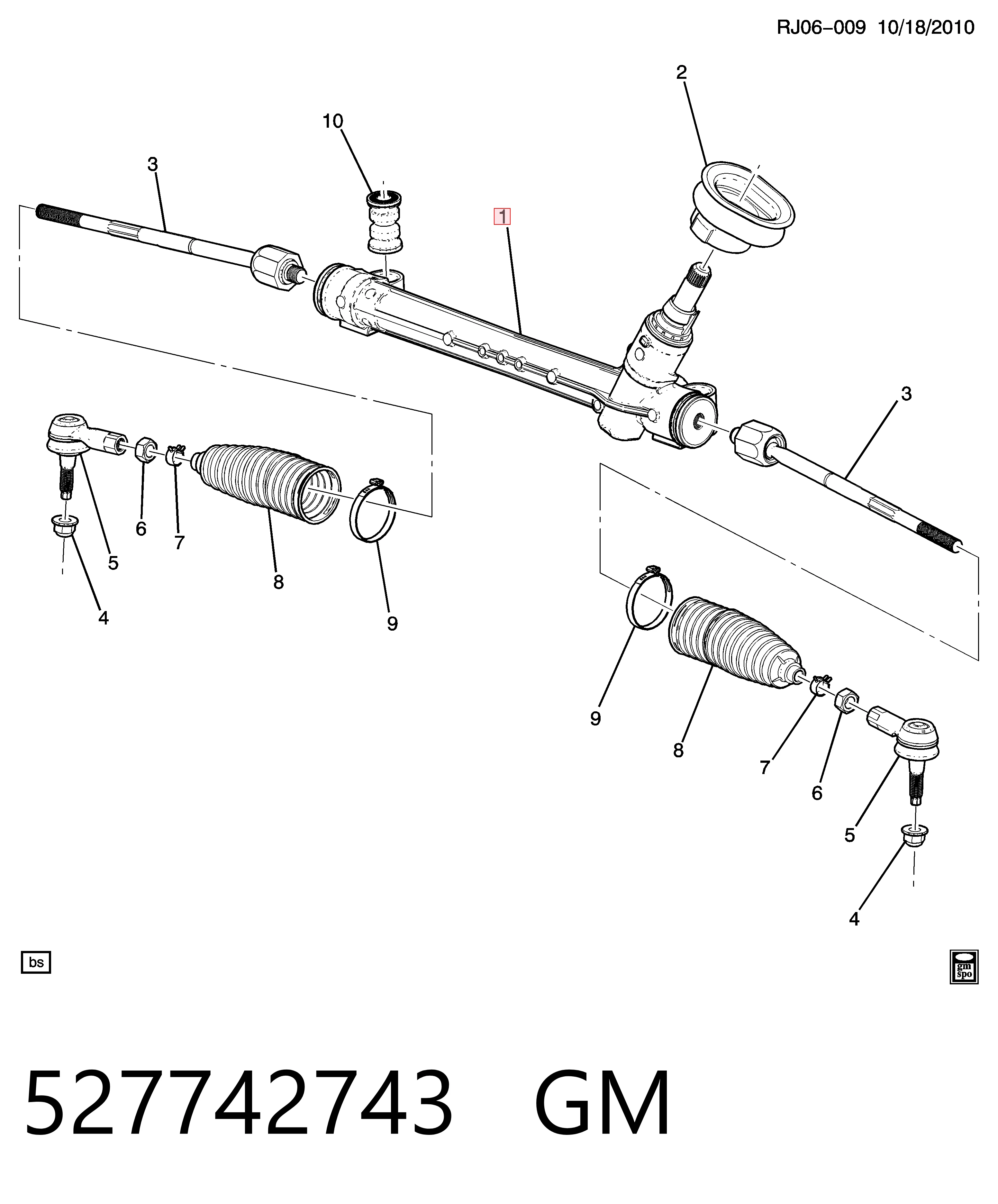 Listwa kierownicza (maglownica) Opel 42351606