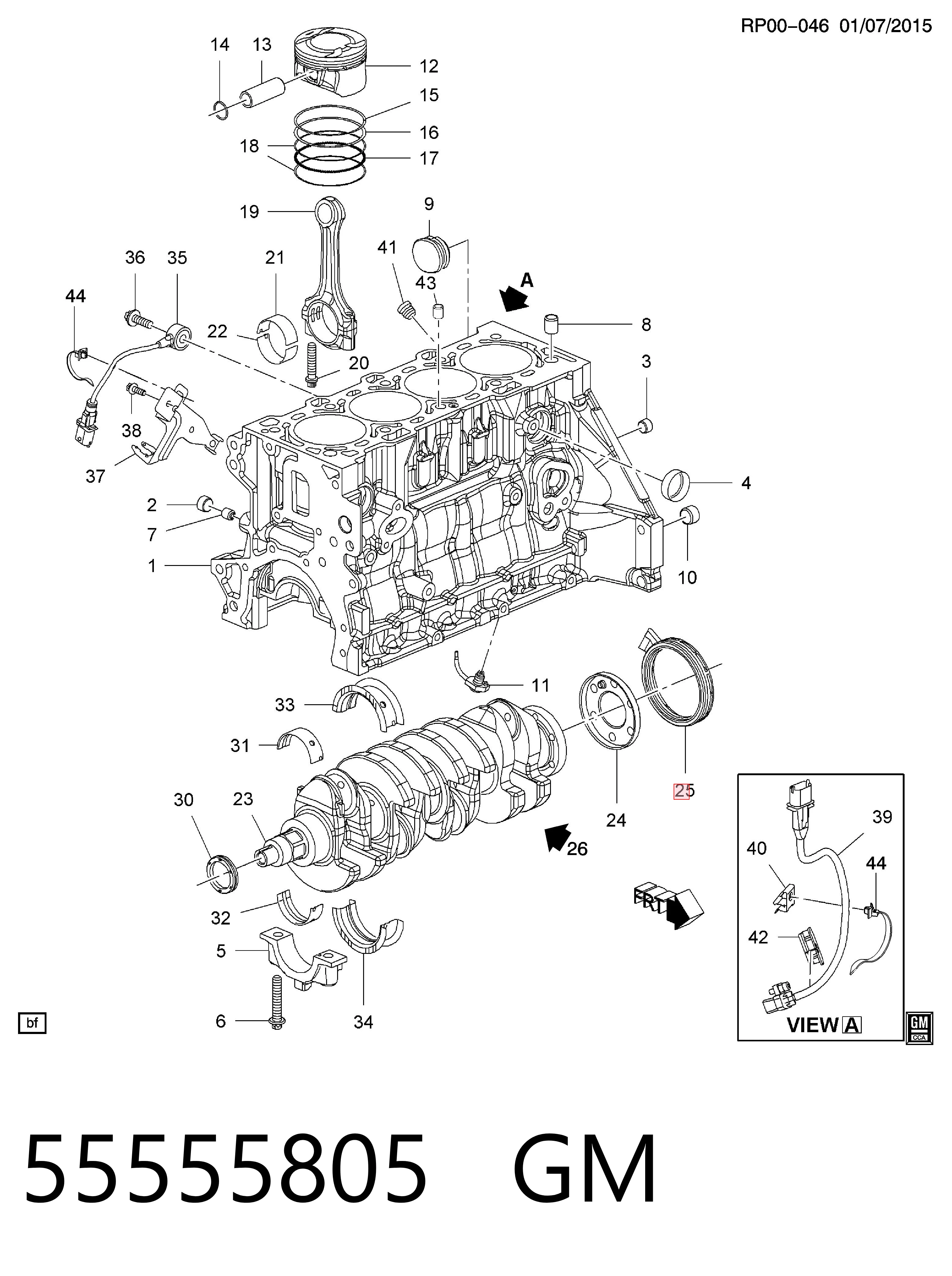 55555805 General Motors Uszczelniacz wału korbowego silnika tylny