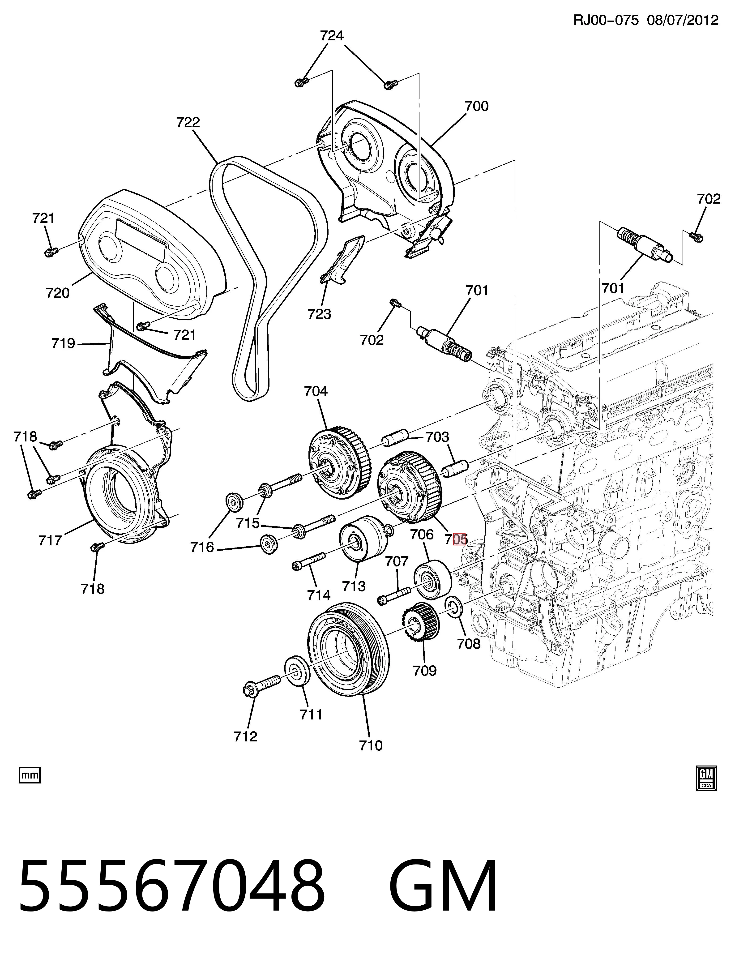 55567048 General Motors Koło zębate walcowe wałka rozrządu wydechowego