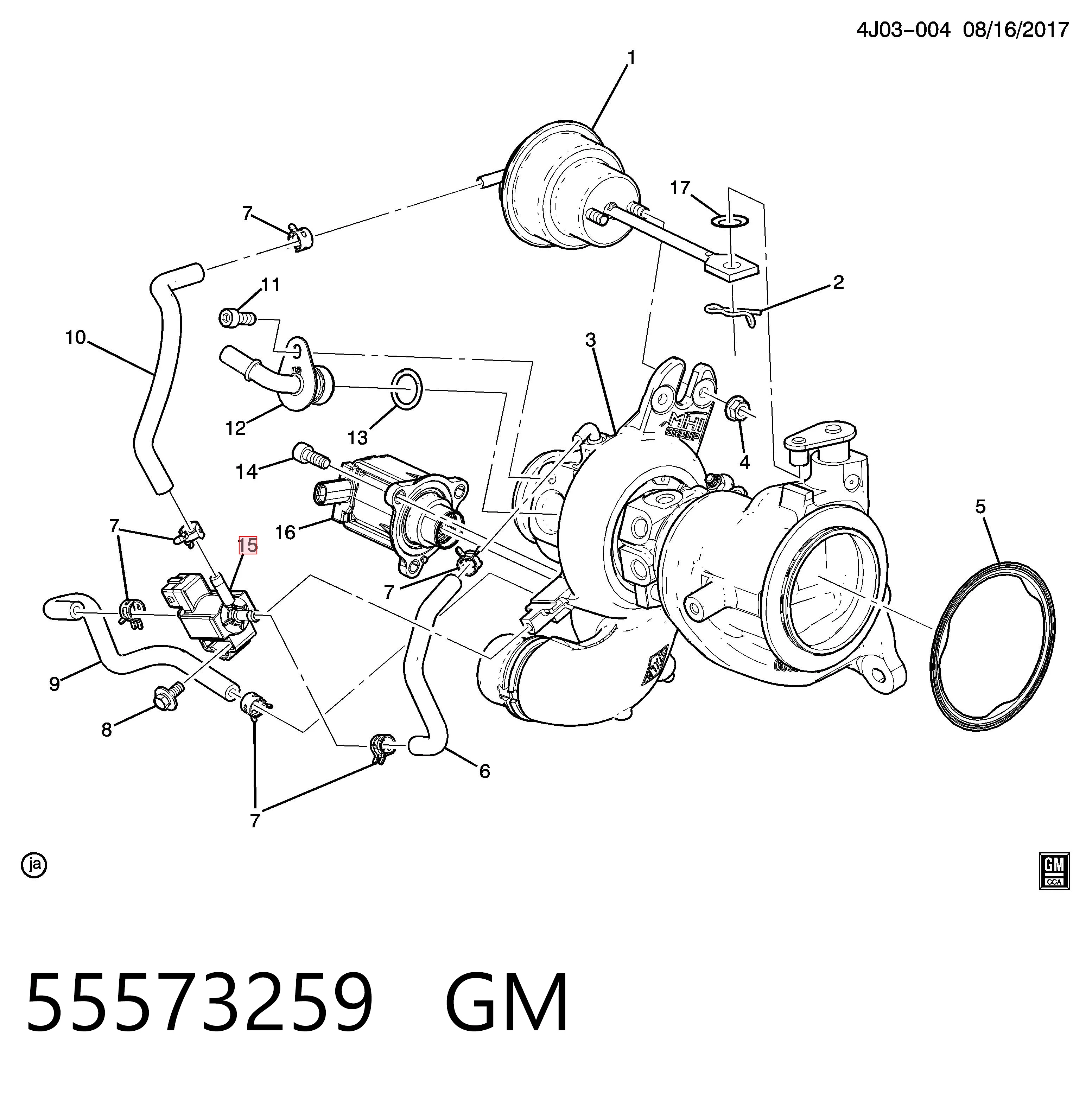 55573259 General Motors Przetwornik ciśnienia (solenoid) doładowania