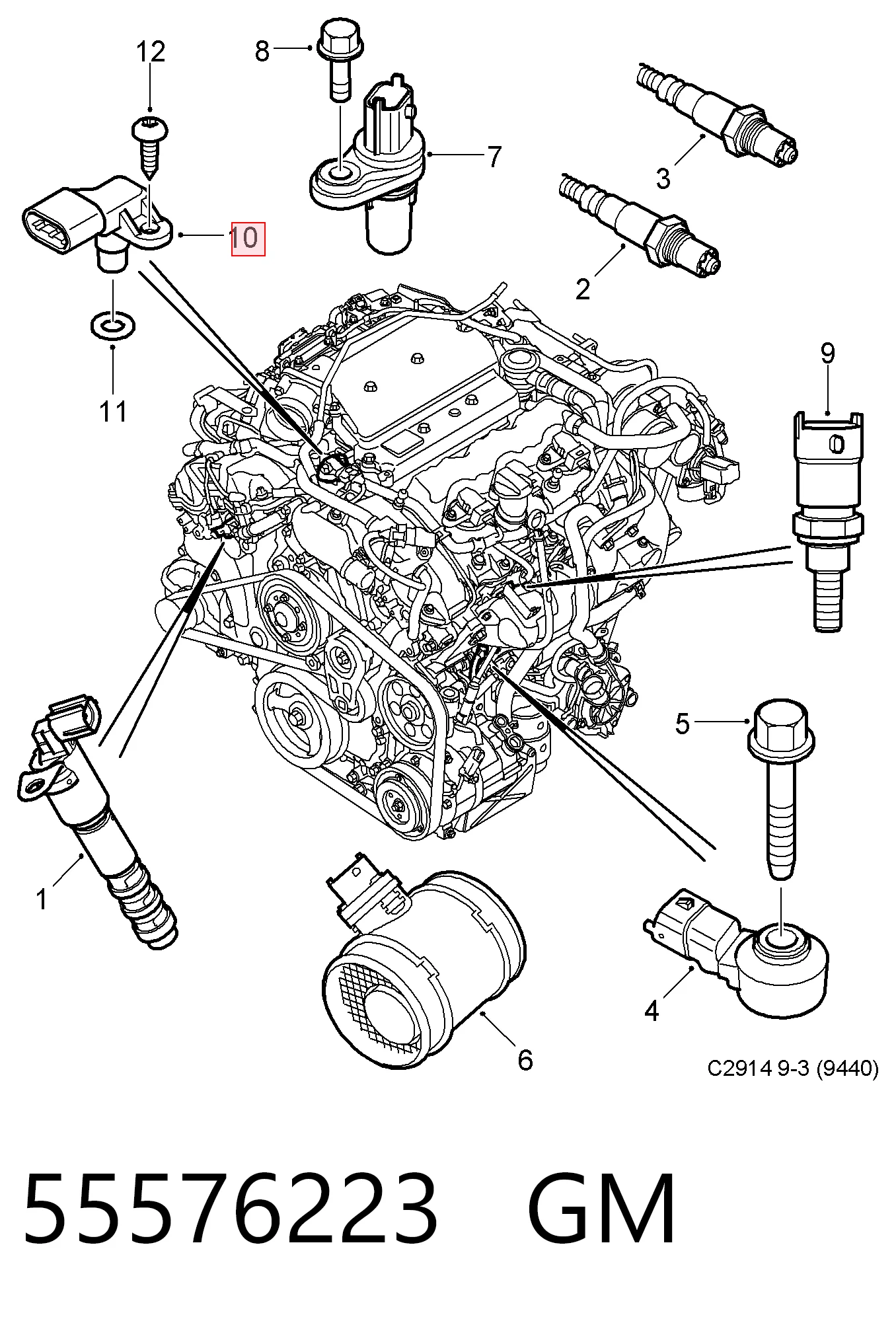 55576223 General Motors Czujnik ciśnienia doładowania (powietrza w turbinę)