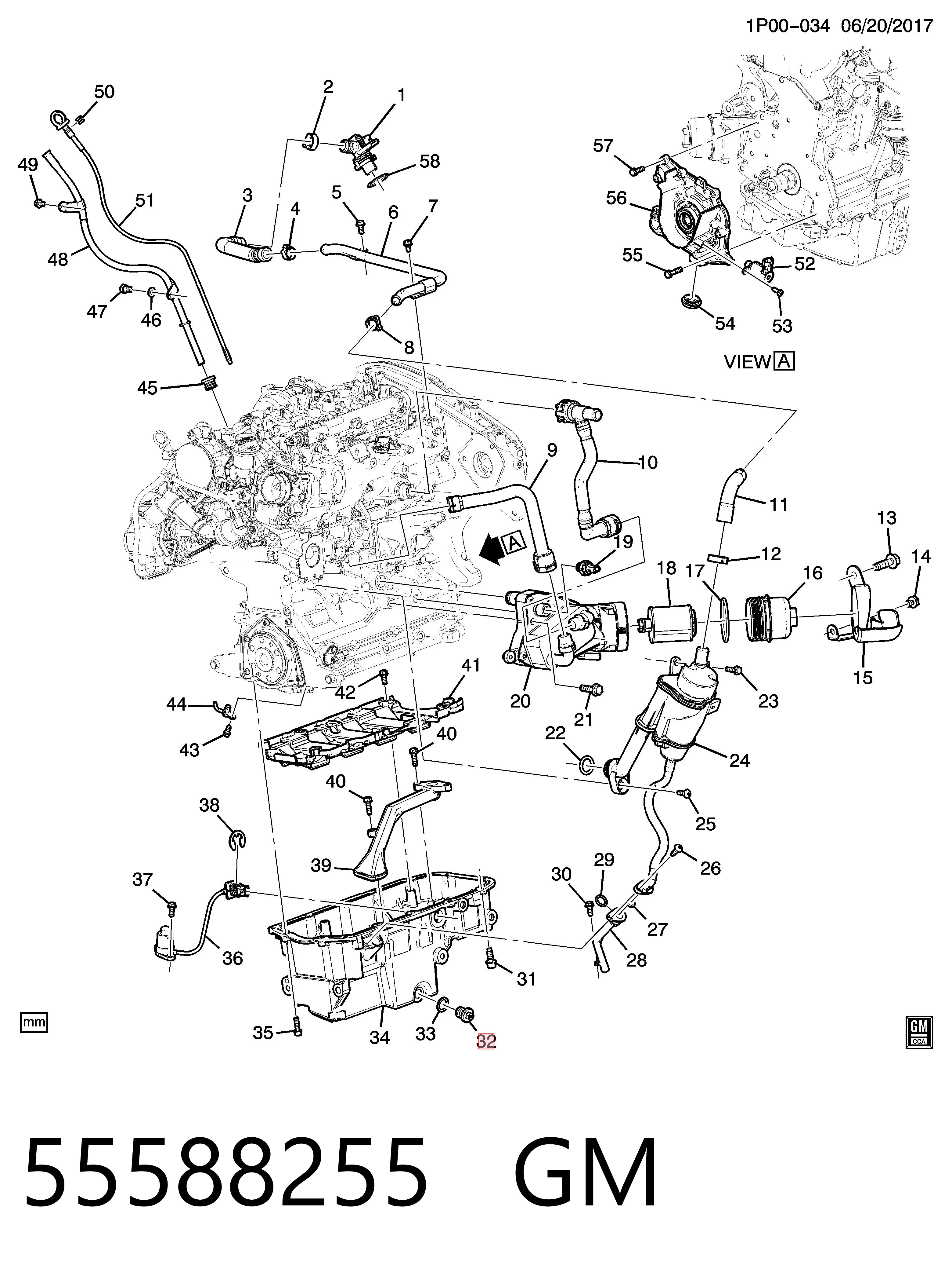 55588255 General Motors Korek miski olejowej silnika