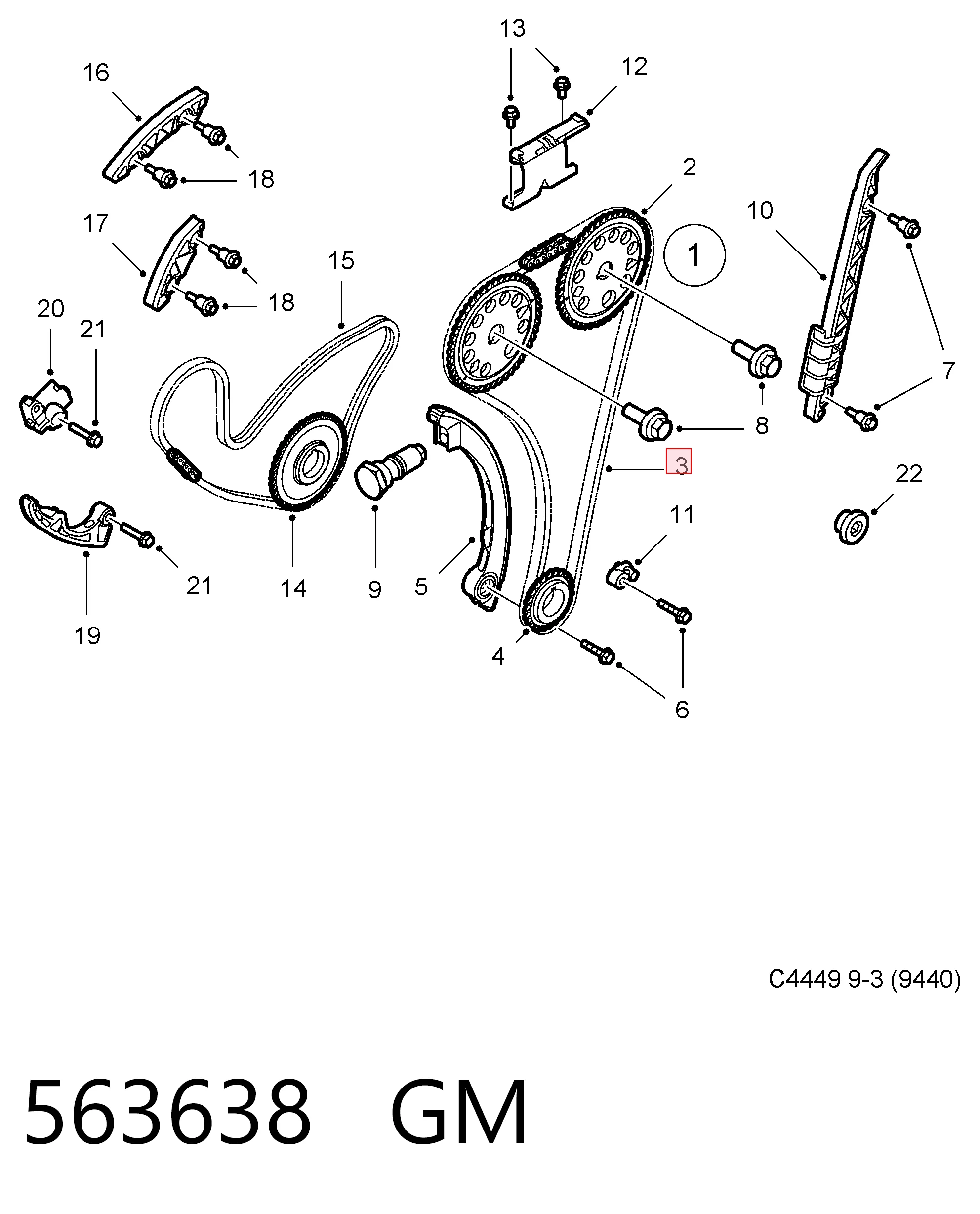 Łańcuch rozrządu Opel Vectra B sedana (36) (1995 - 2002) cena, od 91,29 USD