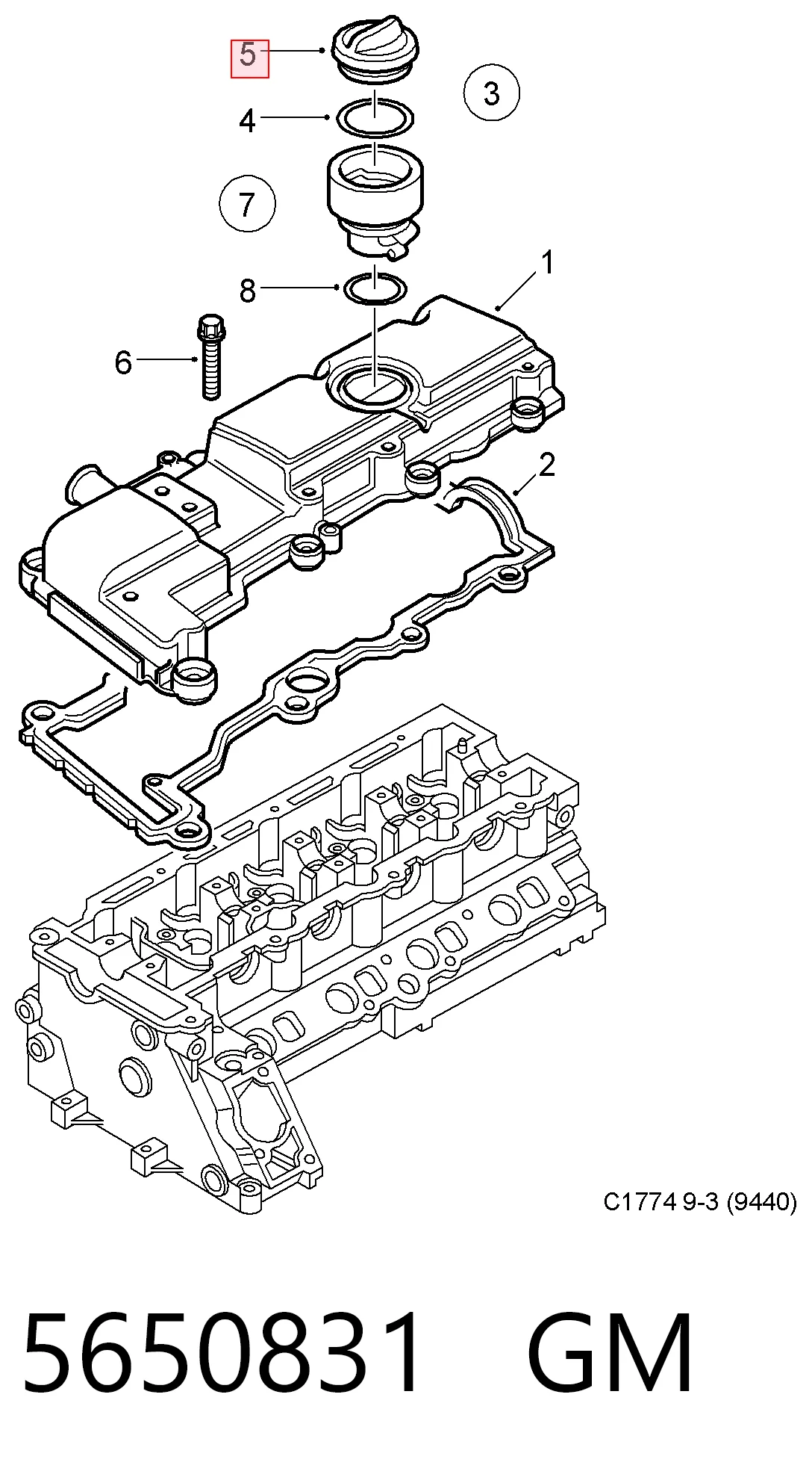 5650831 General Motors Korek wlewu oleju
