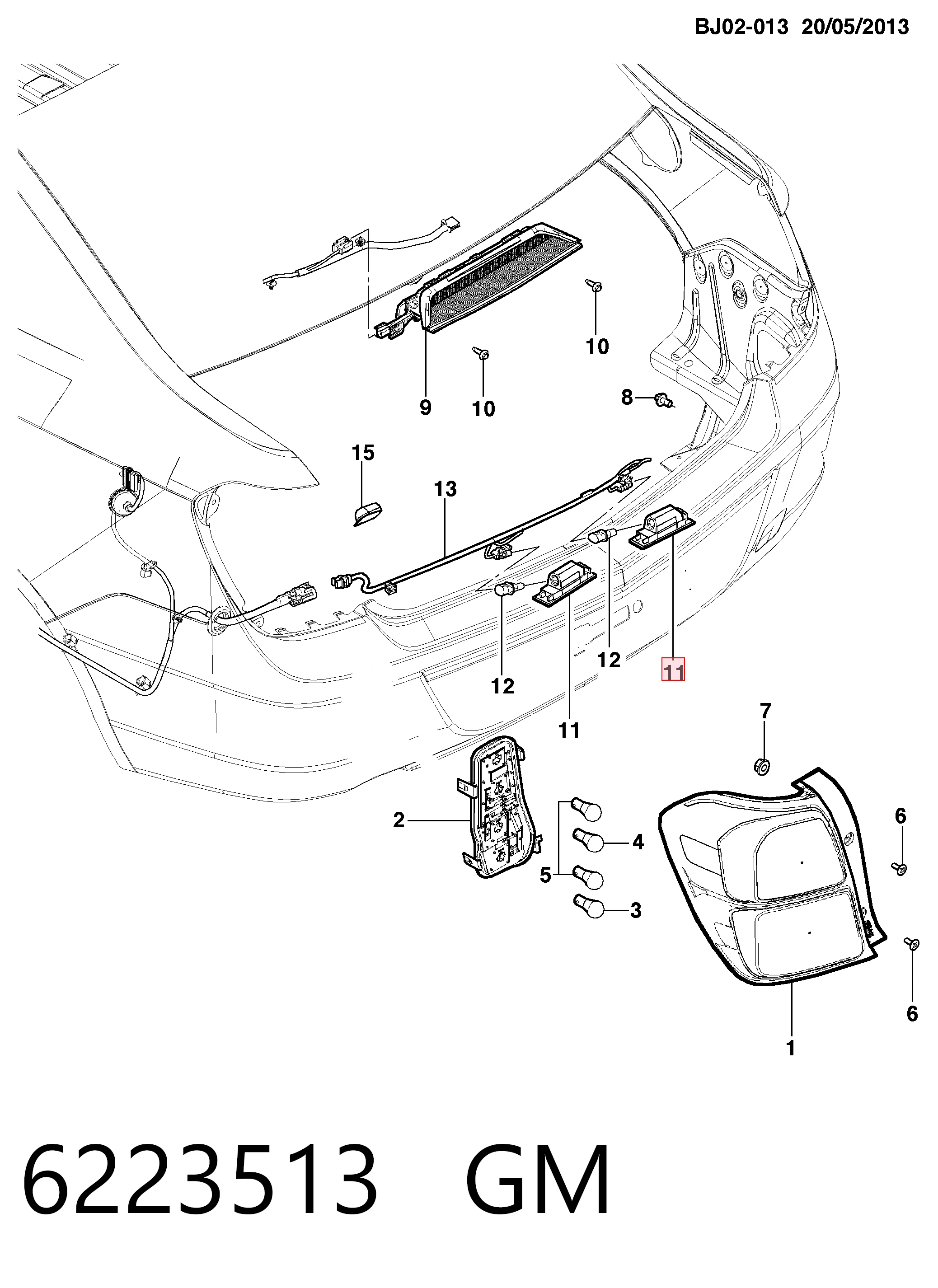 Do koszyka Lampa oświetlenia tylnej tablicy rejestracyjnej Opel Astra H L35