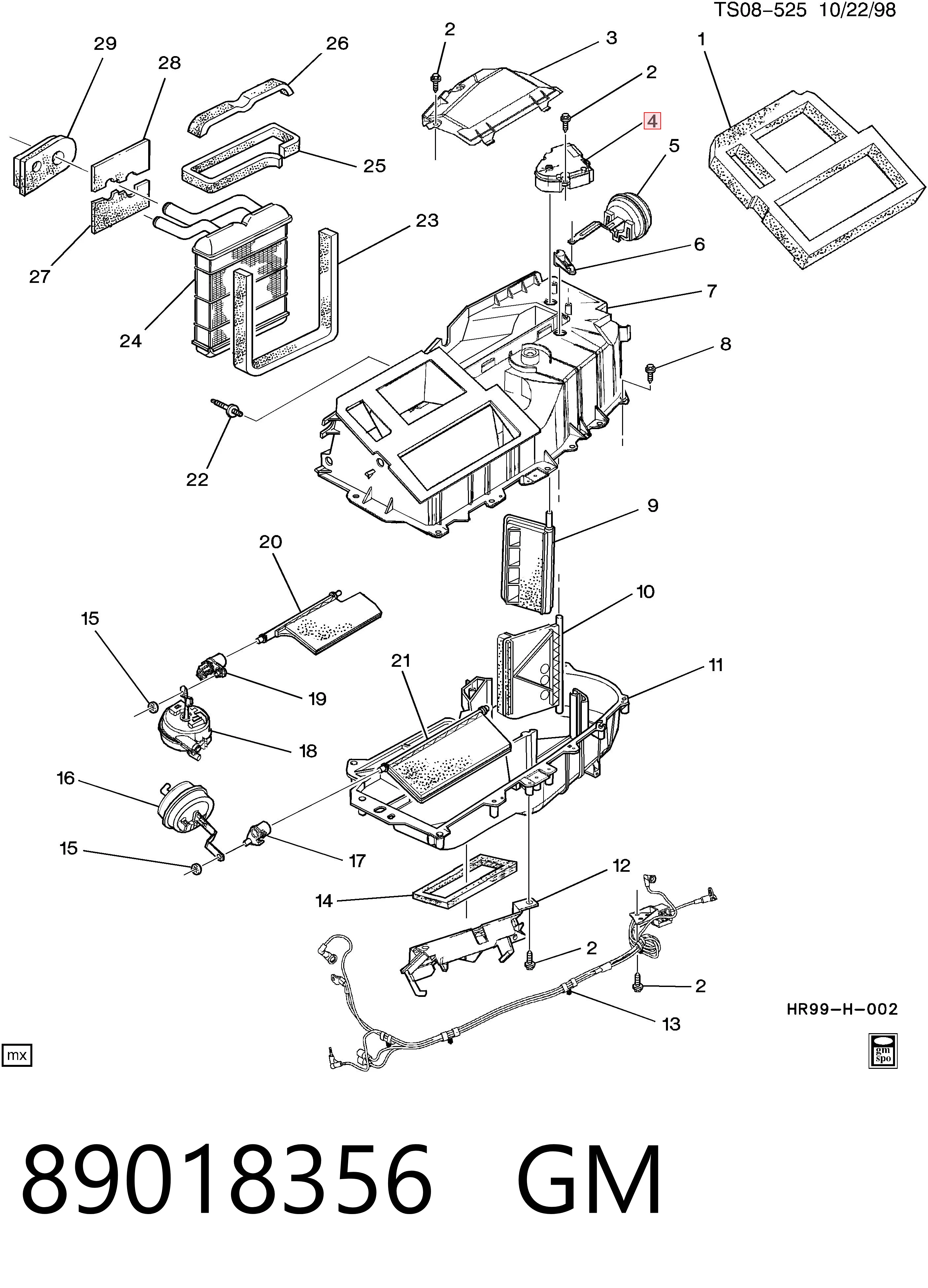 89018356 General Motors Silniczek klapy nagrzewnicy
