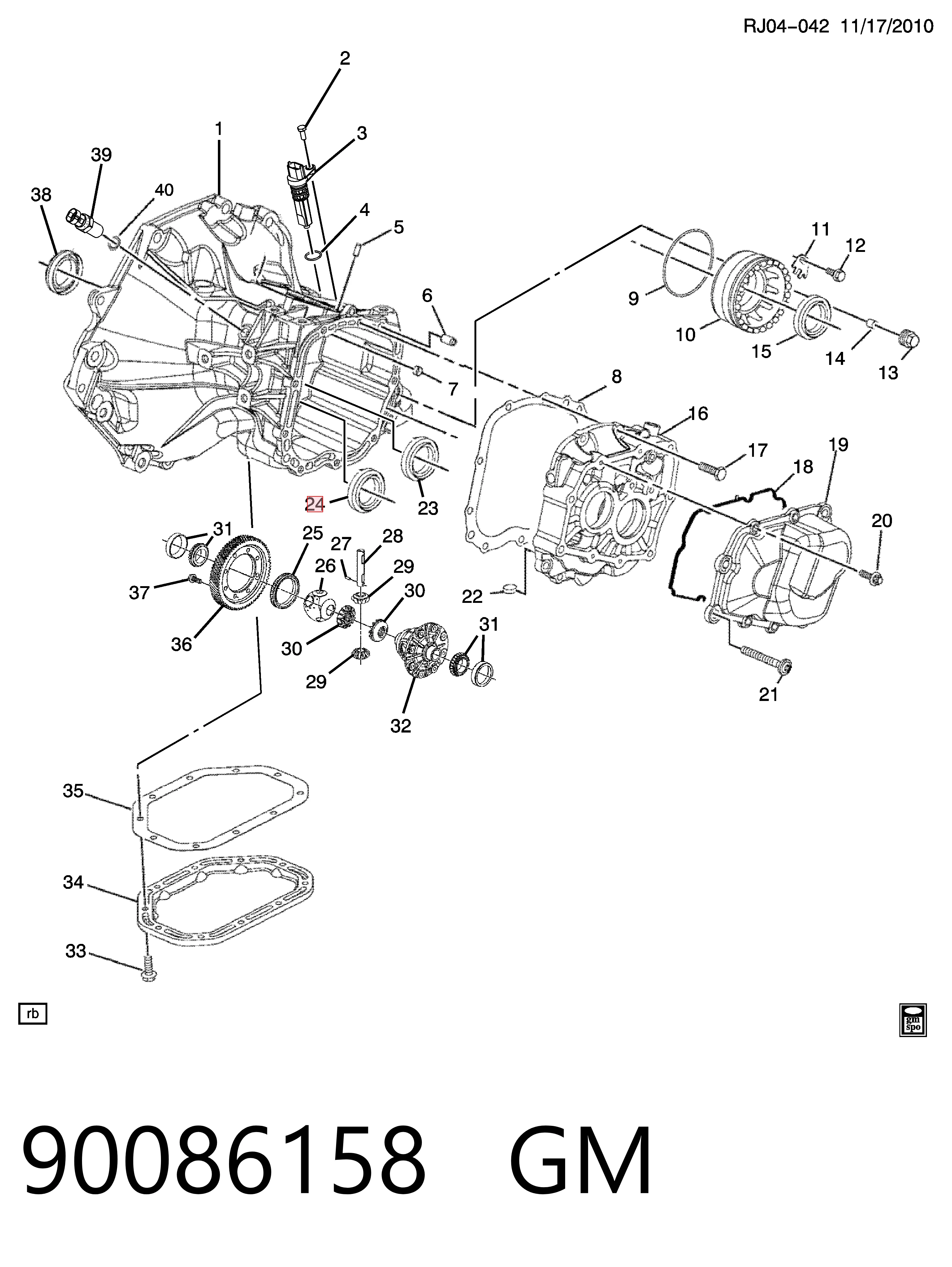 Łożysko wału sprzęgłowego skrzyni biegów do Opel Zafira A05