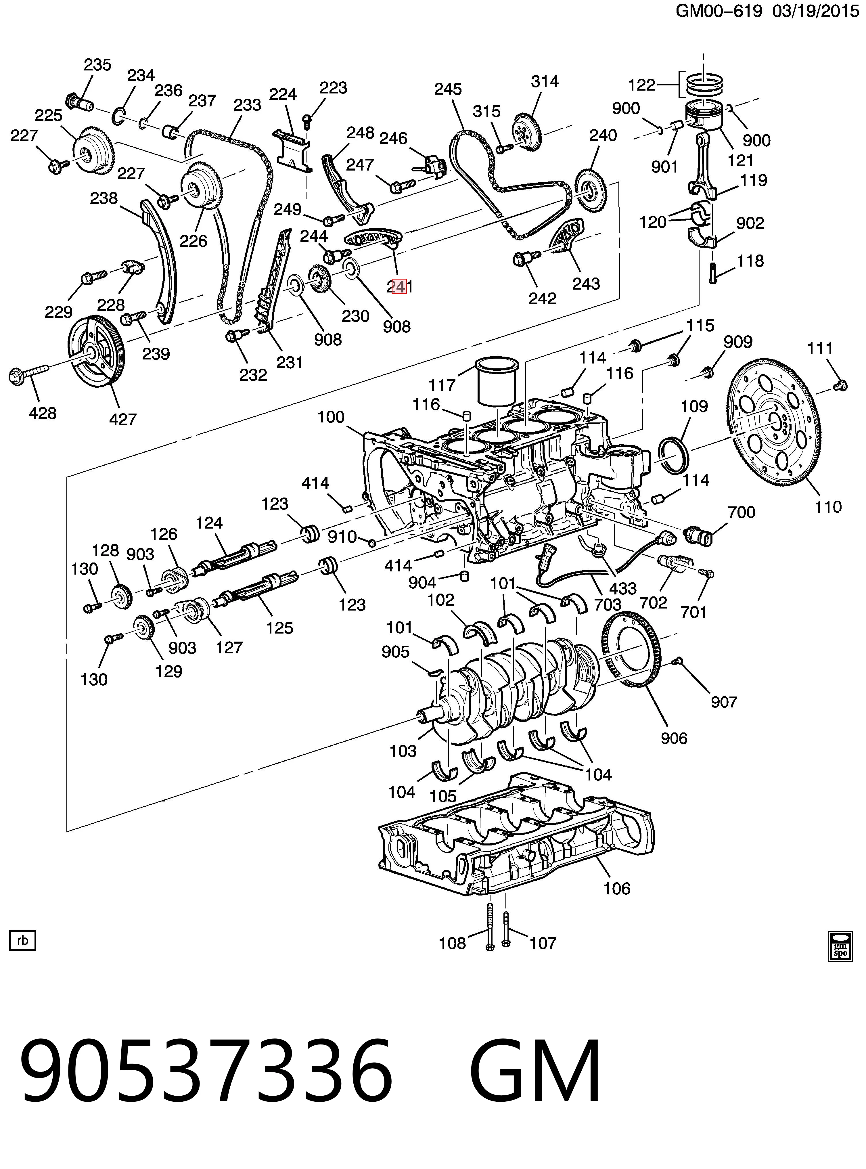 90537336 General Motors Tłumik drgań łańcucha rozrządu górny