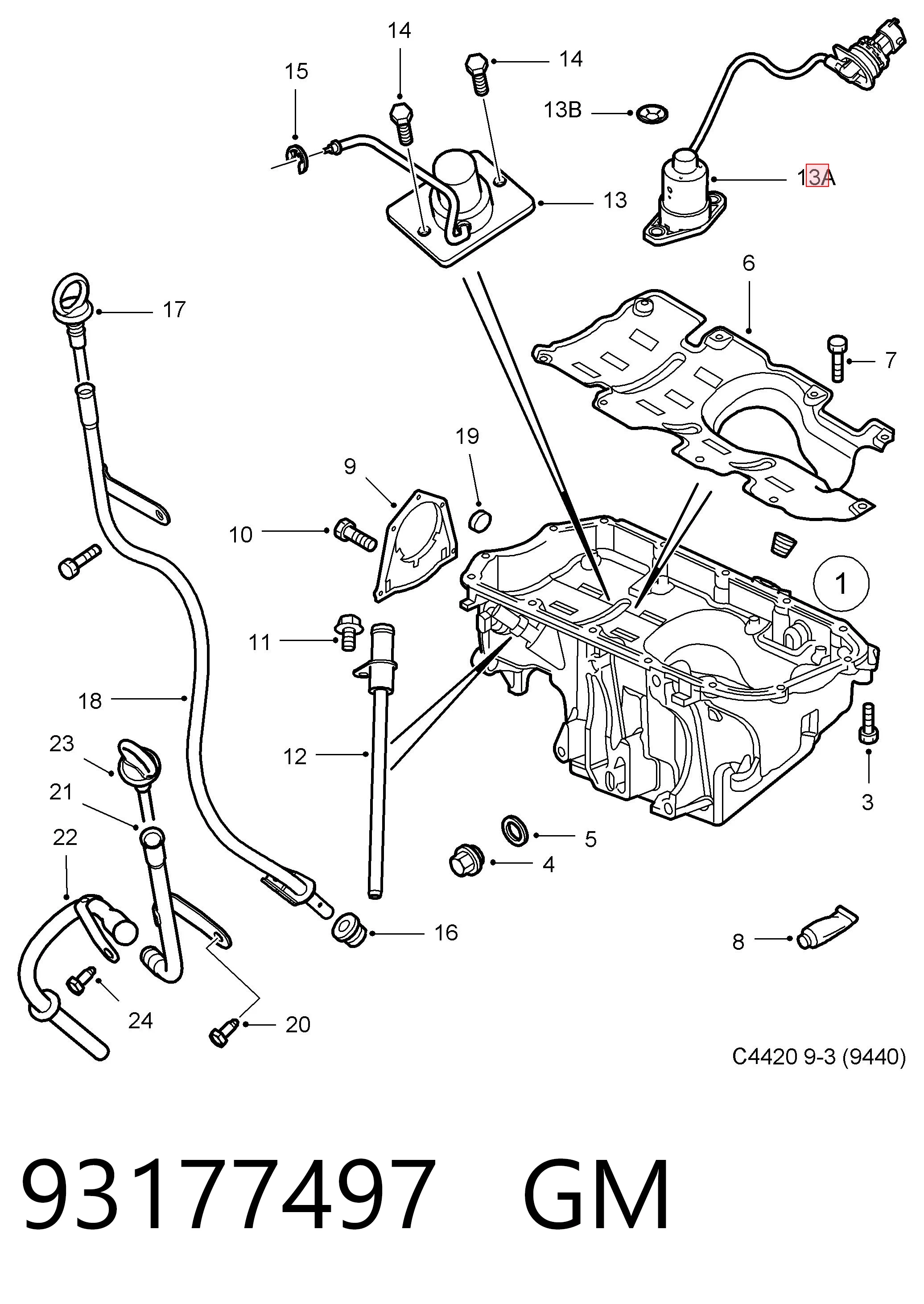 Do koszyka Czujnik poziomu oleju silnikowego  Opel Astra J Sports Tourer P10