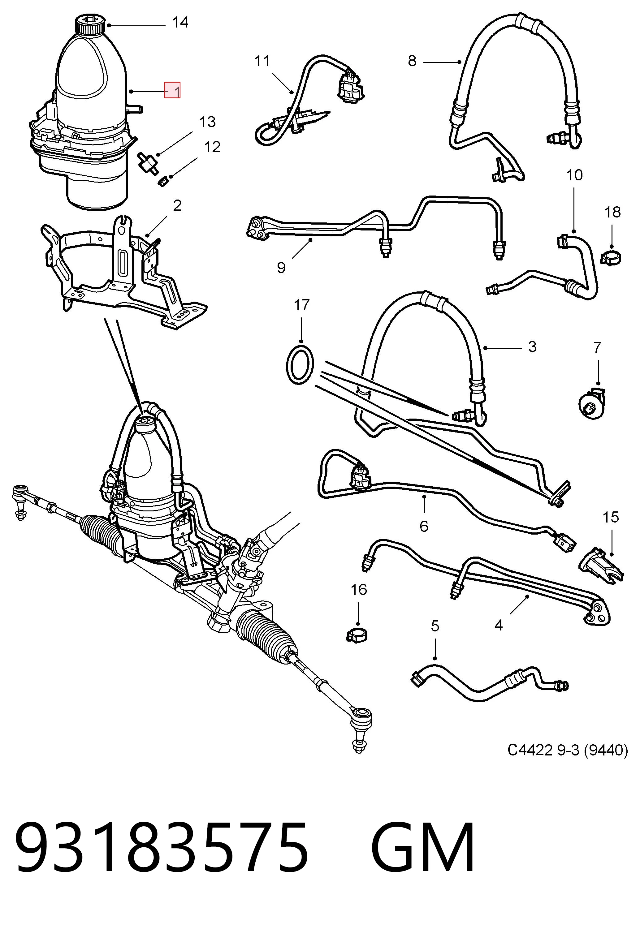 Pompa wspomagania hydraulicznego kierownicy do Saab 9-3  YS3F