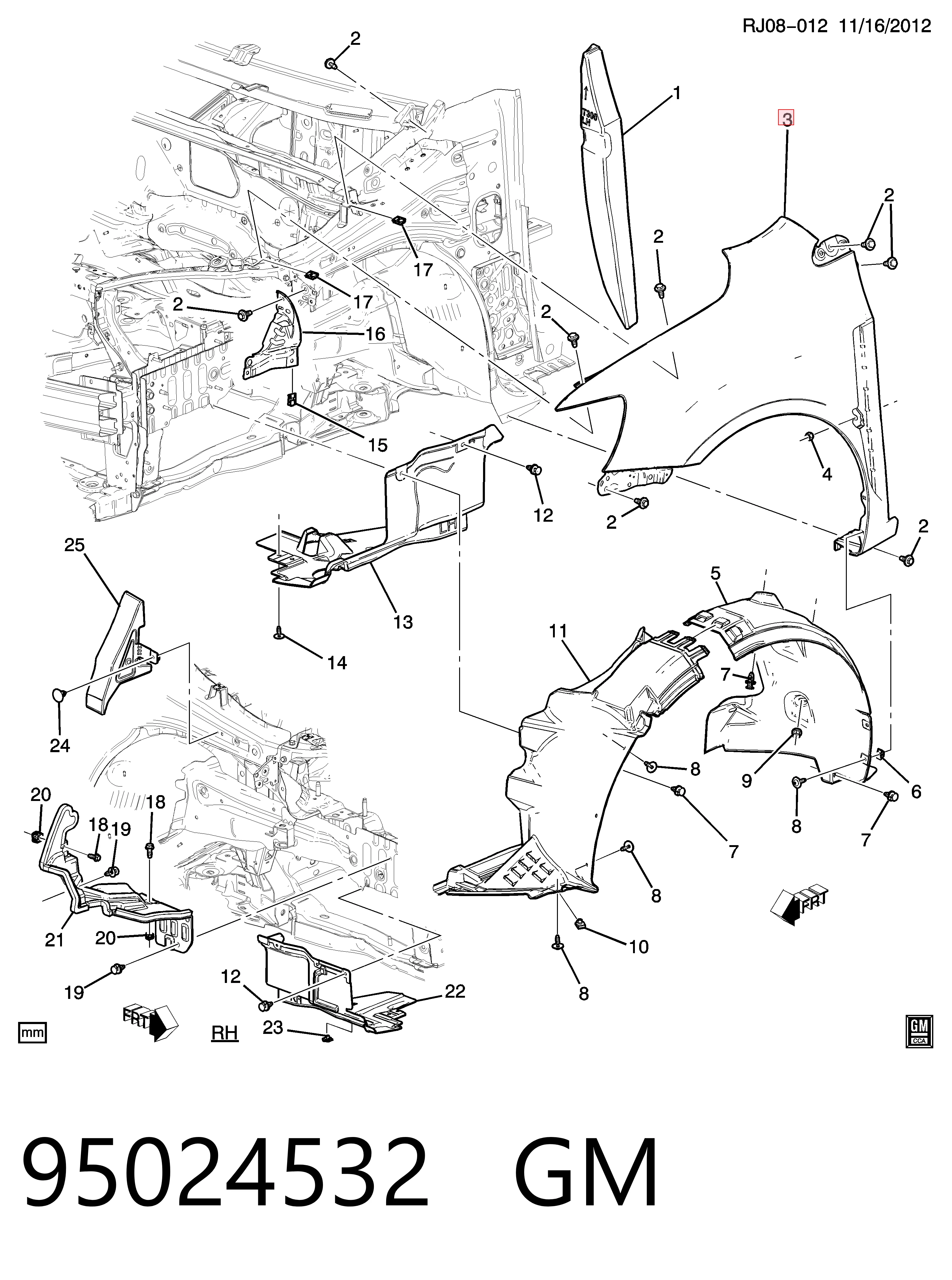 Błotnik przedni prawy do Chevrolet Aveo III T300