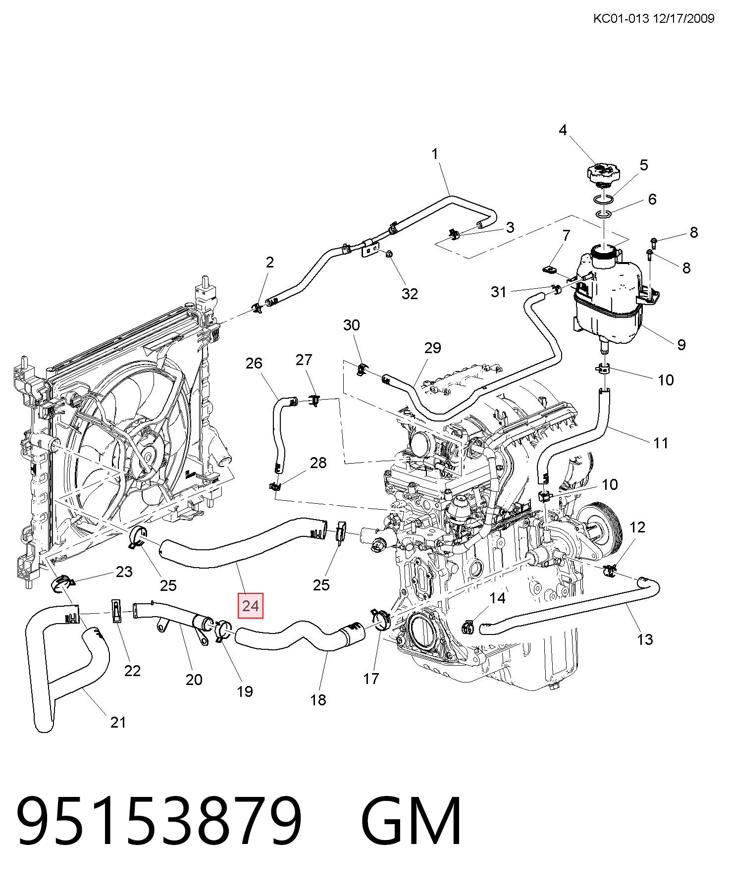 Przewód (króciec) chłodnicy górny do Chevrolet Spark (Matiz) M300