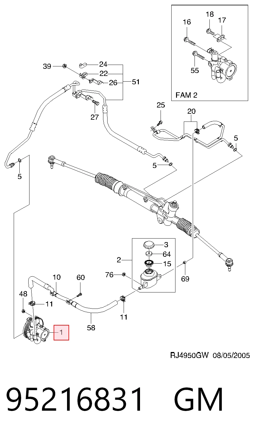 Do koszyka Pompa wspomagania hydraulicznego kierownicy Chevrolet Lacetti  J200