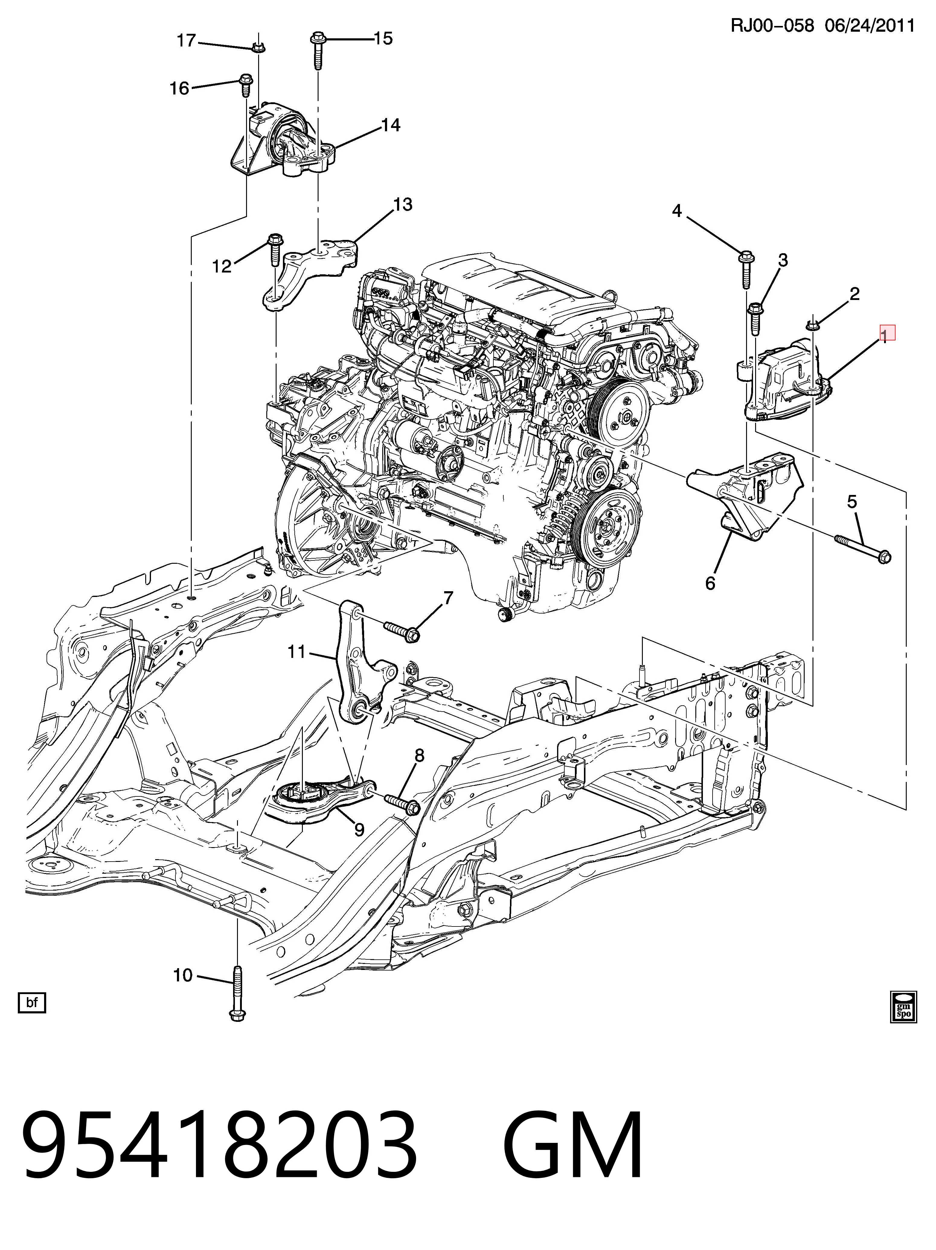 46434008 Fiat/Alfa/Lancia Poduszka (podpora) silnika prawa
