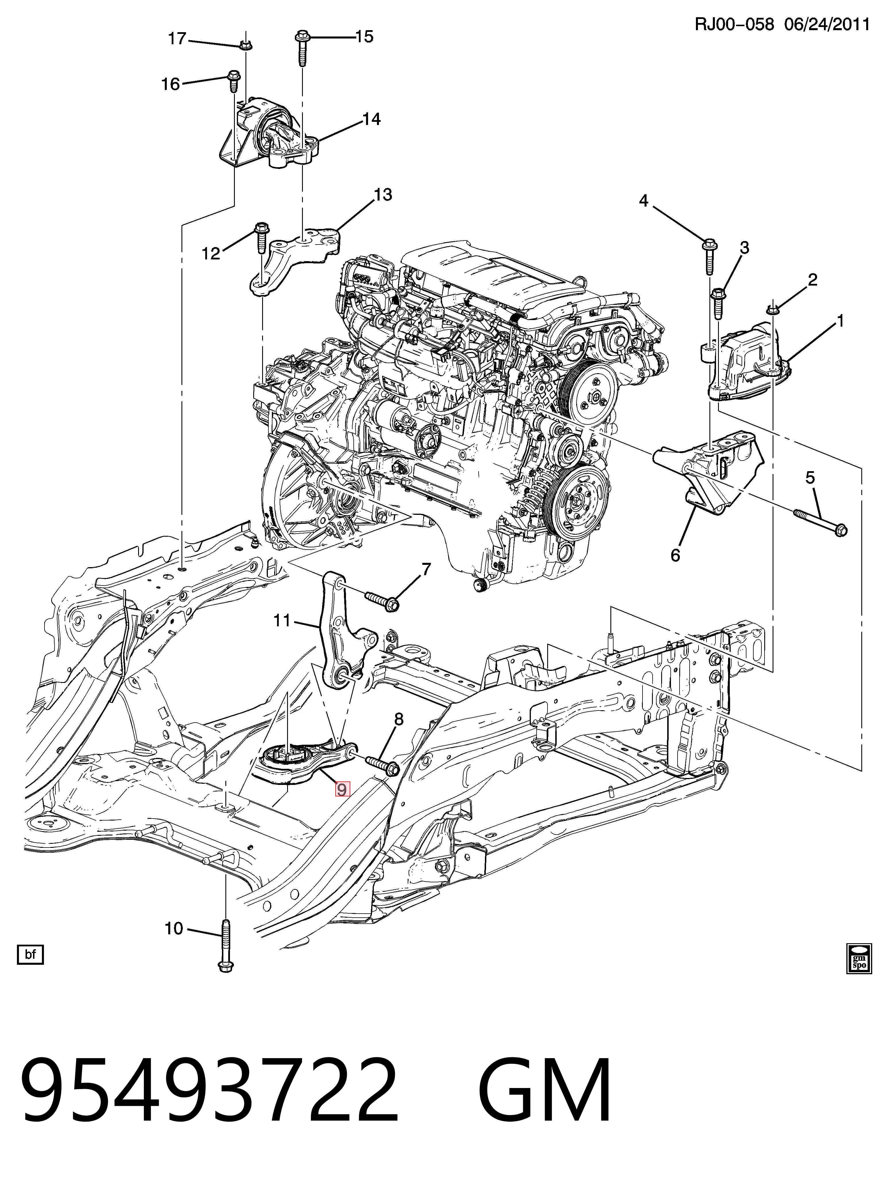 95493722 General Motors Poduszka (podpora) silnika tylna