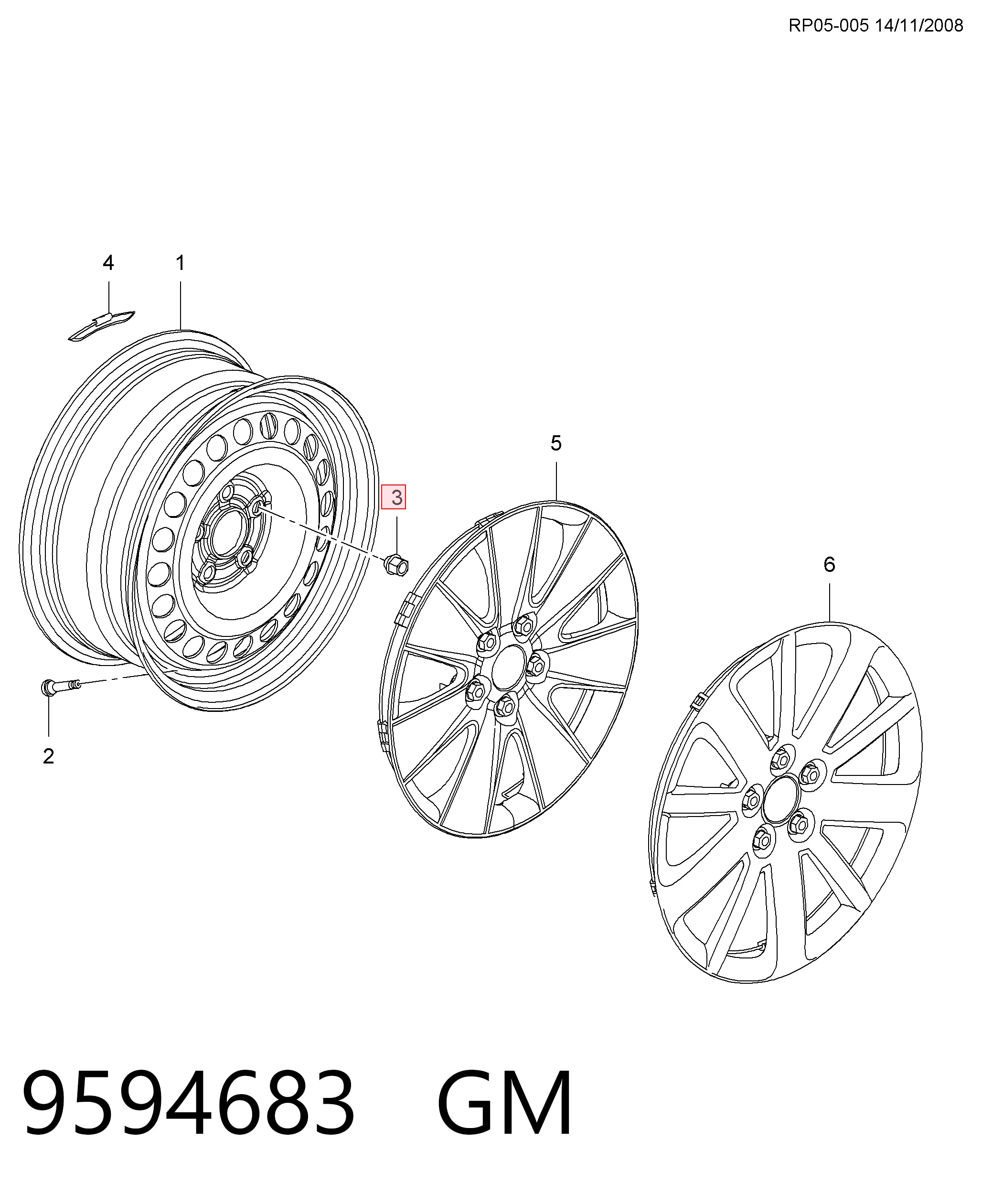 9594683 General Motors Nakrętka koła