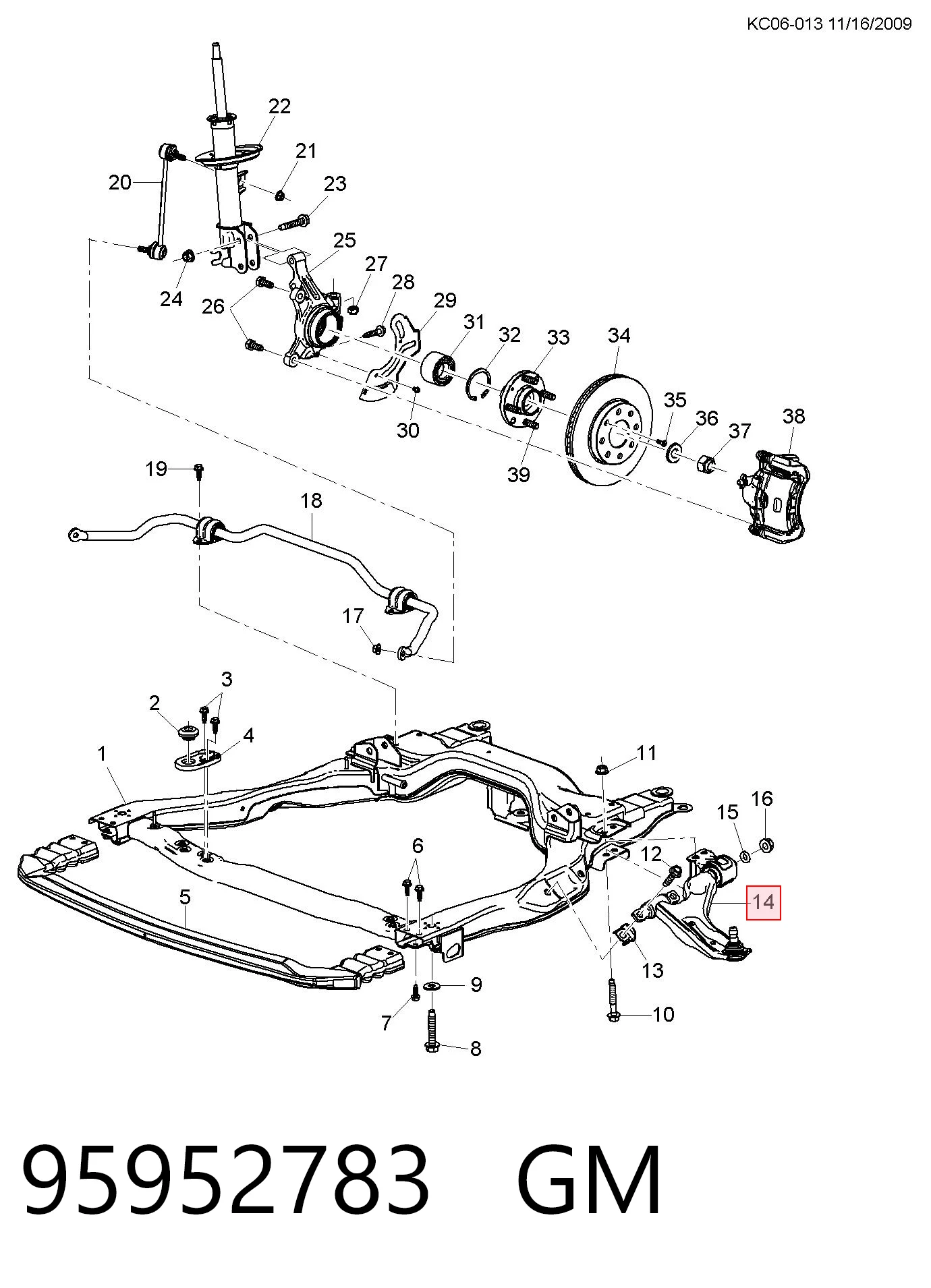  Wahacz zawieszenia przedniego dolny prawy Chevrolet Spark (Matiz) 
