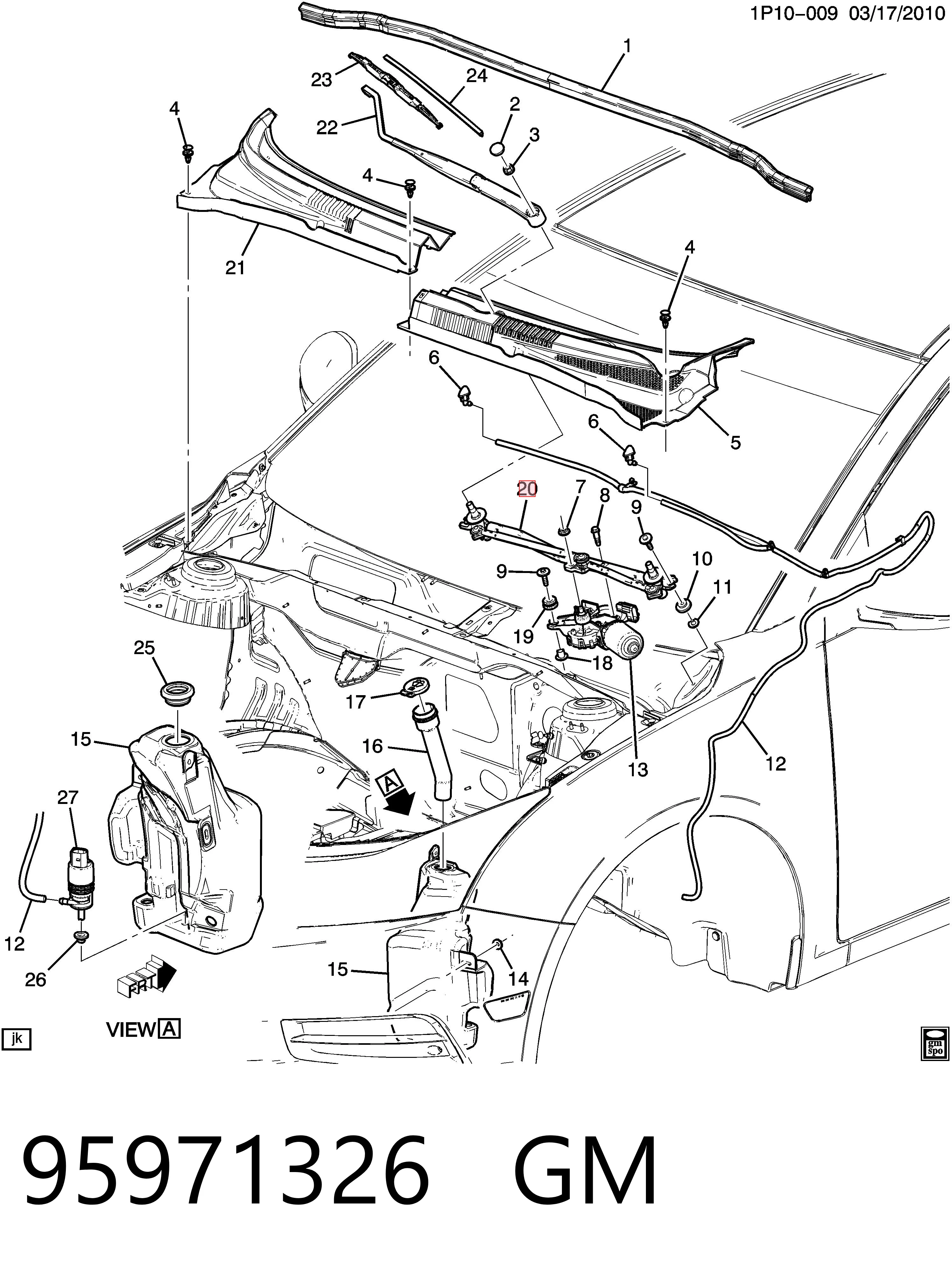95971326 General Motors Mechanizm wycieraczek