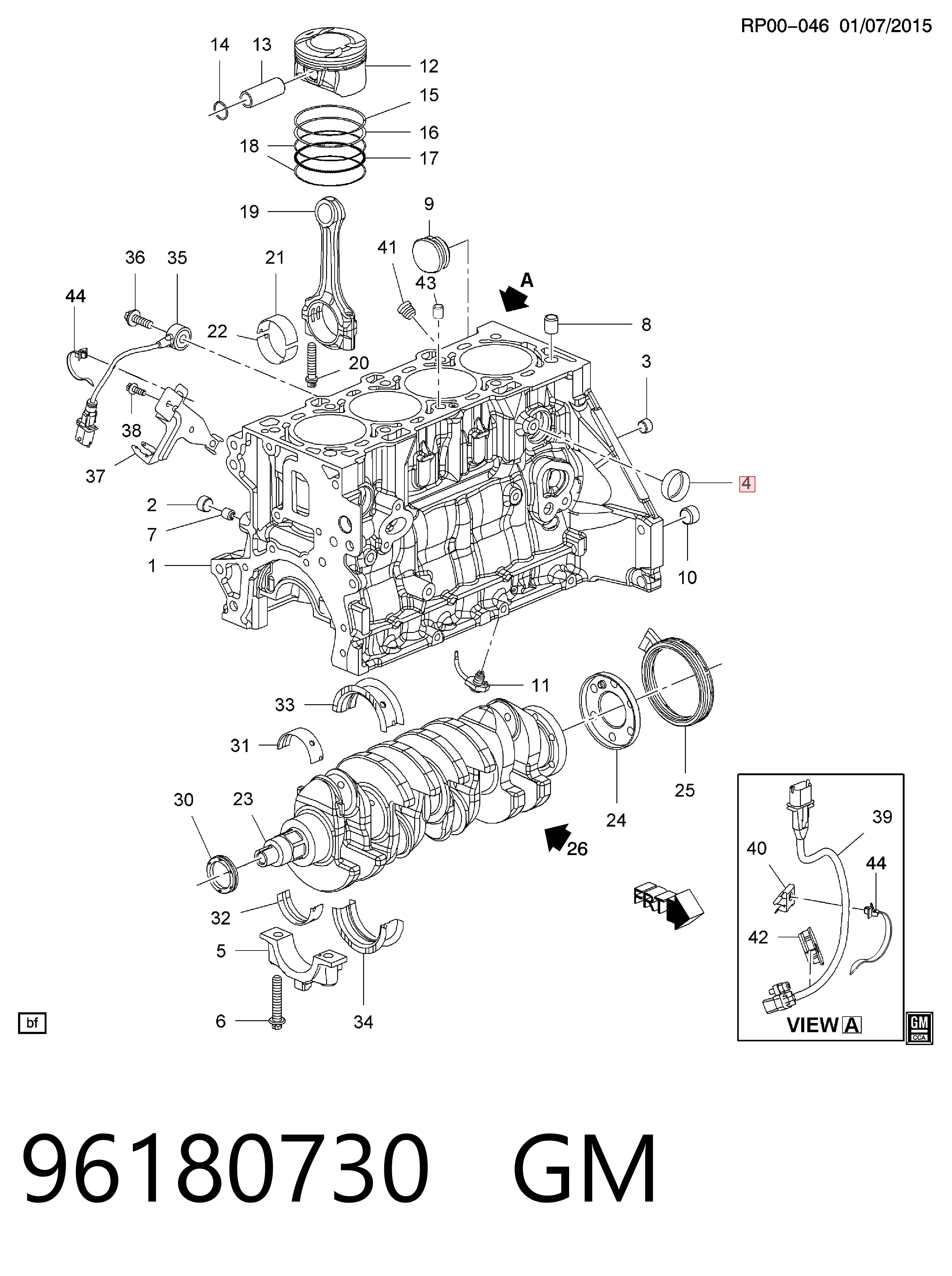 Zaślepka głowicy cylindrów/bloku cylindrów do Chevrolet Aveo III T300
