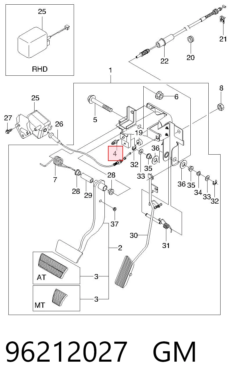 Do koszyka 96212027 Hyundai/Kia Czujnik włącznika świała stop
