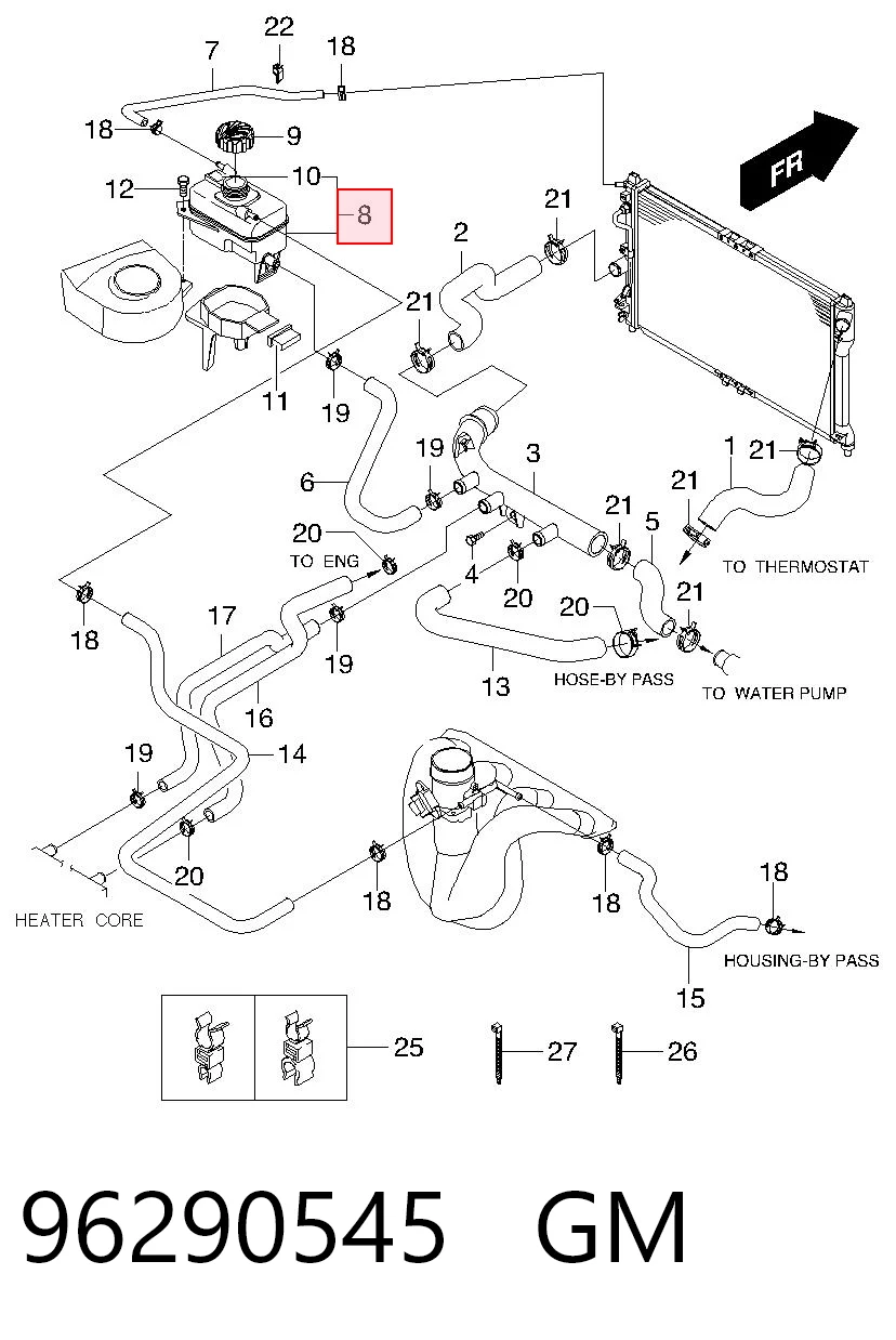 96290545 General Motors Zbiorniczek wyrównawczy układu chłodzenia