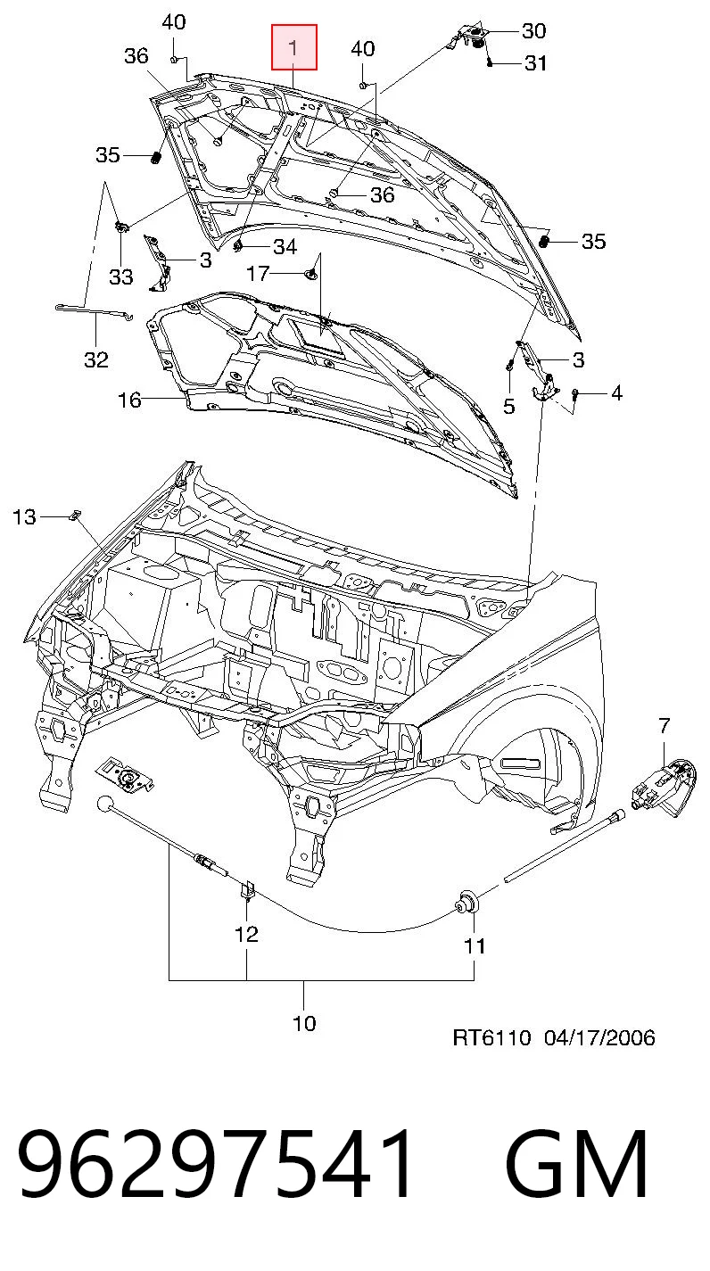 Maska silnika do Chevrolet Aveo I T200