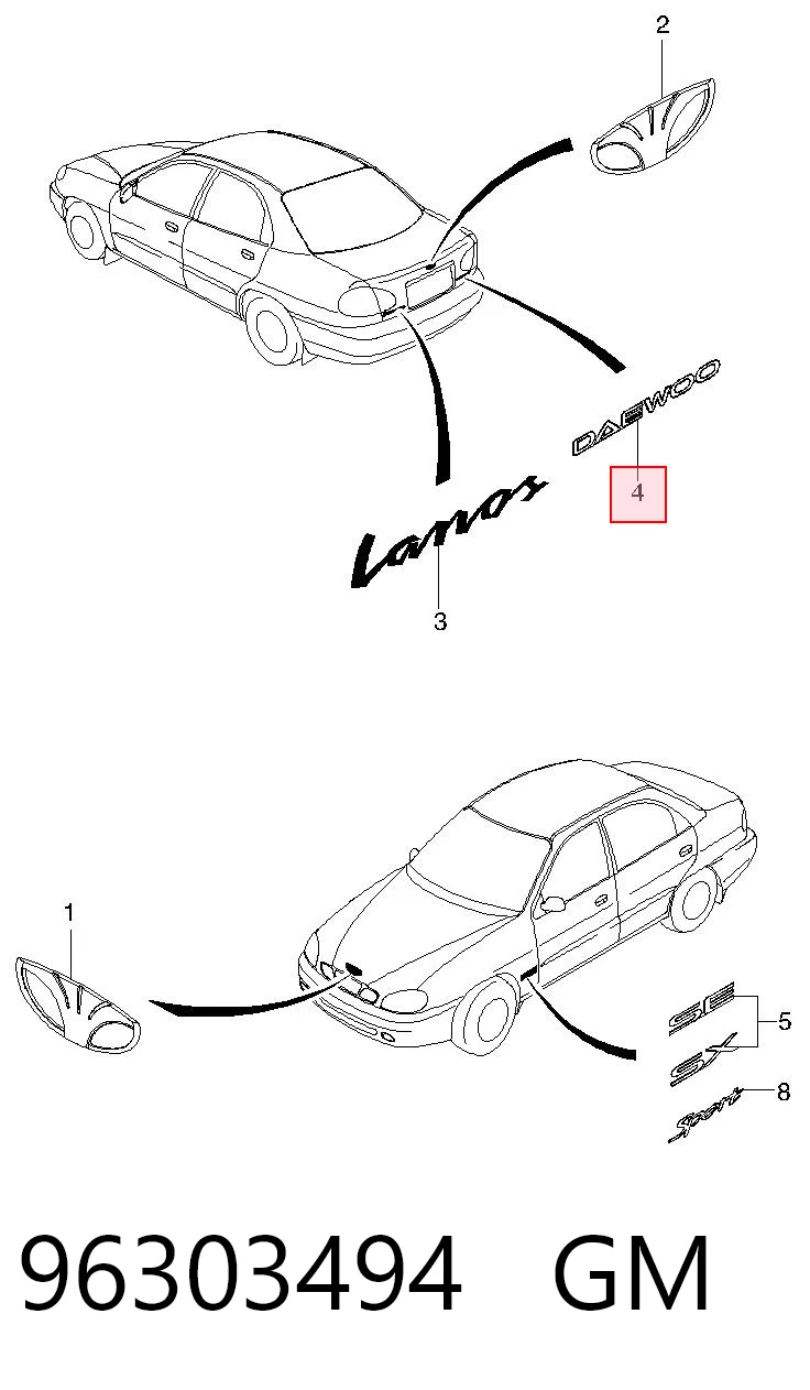 Emblemat na klapę bagaznika (znaczek firmowy) do Daewoo Lanos KLAT