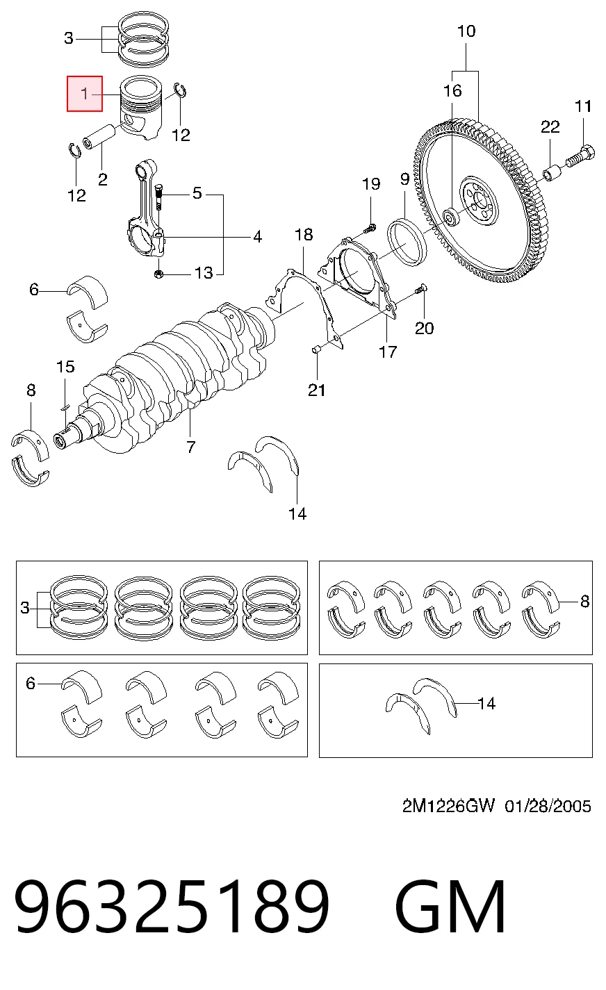 Tłok, komplet do jednego cylindru, STD do Chevrolet Spark (Matiz) M200, M250