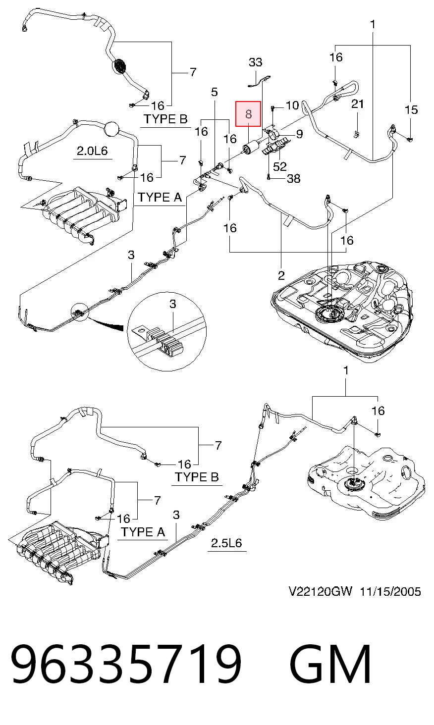 96335719 General Motors Filtr paliwa