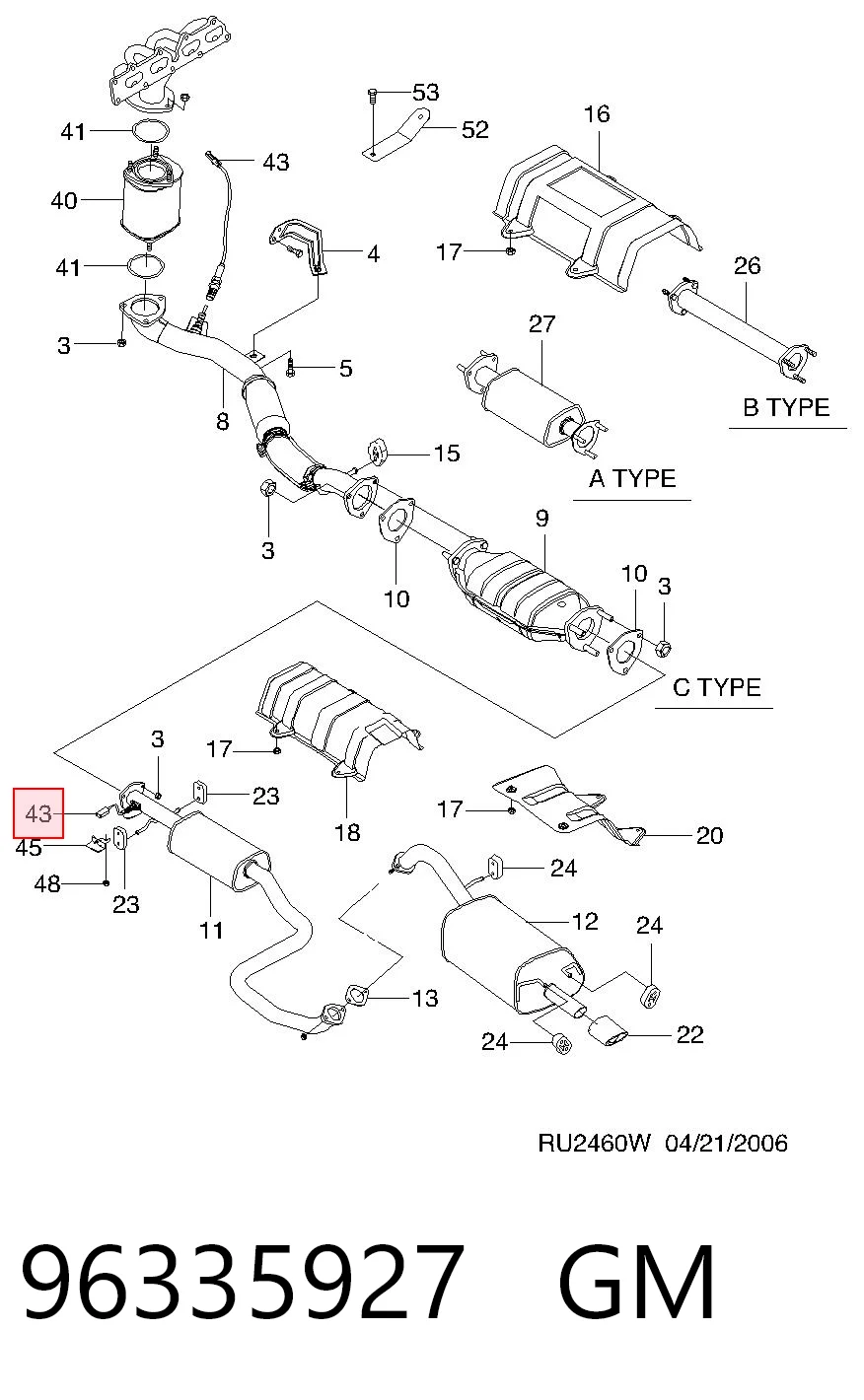 96335927 General Motors Sonda lambda czujnik tlenu przed katalizatorem
