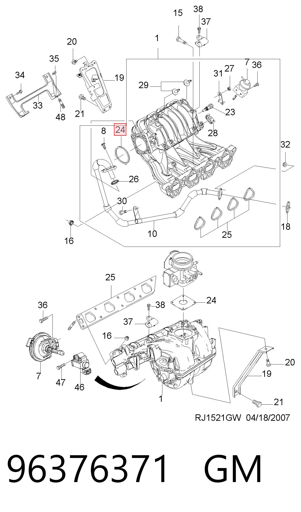 Uszczelka przepustnicy do Daewoo Nubira J15