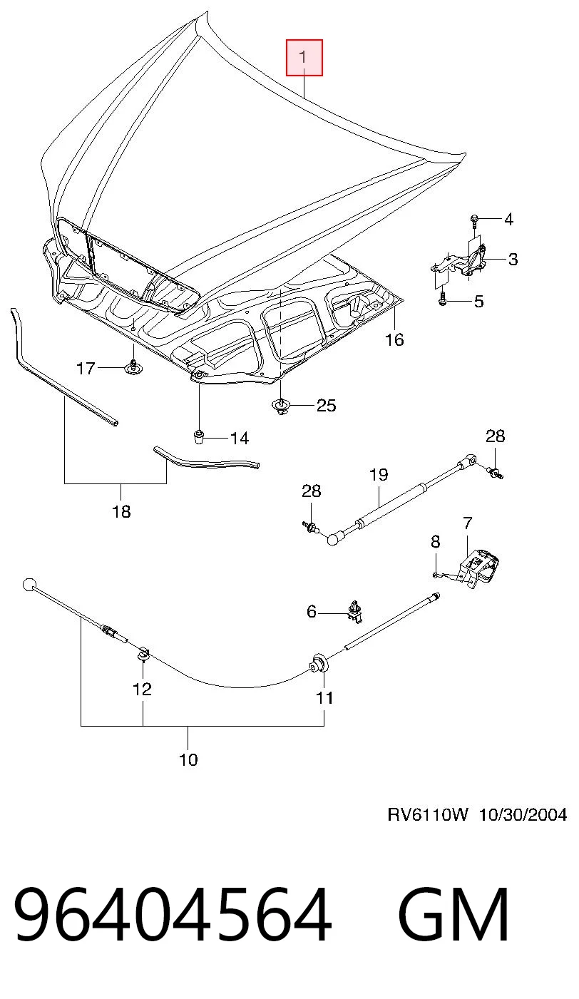 Maska silnika do Chevrolet Evanda  V200