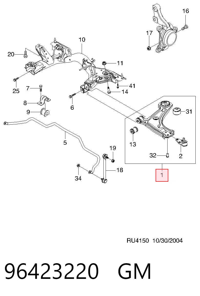 Wahacz zawieszenia przedniego dolny lewy Chevrolet Tacuma minivan (KLAU) (2000 - 2026) cena, od 69,96 USD