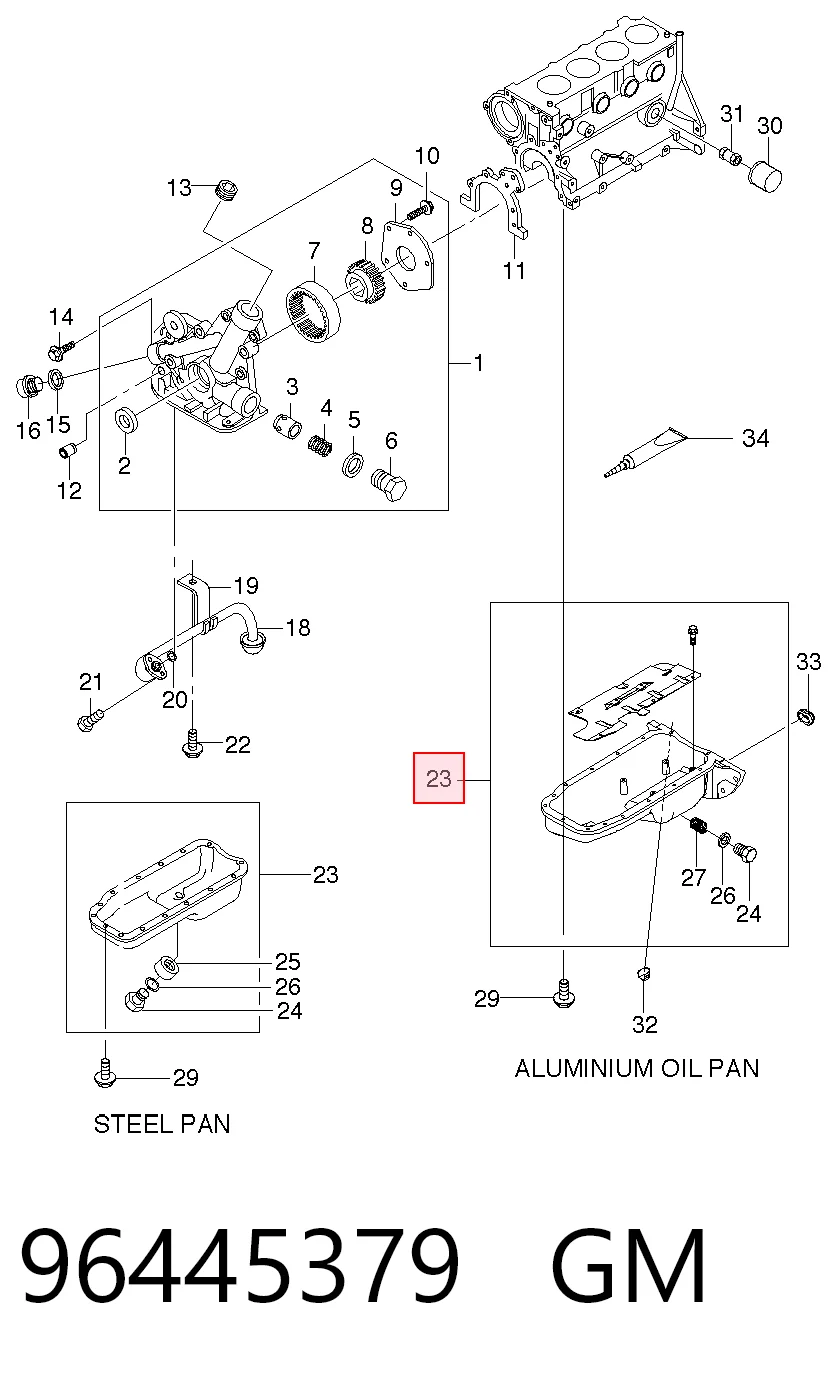 Do koszyka Miska olejowa silnika Chevrolet Aveo II T250, T255