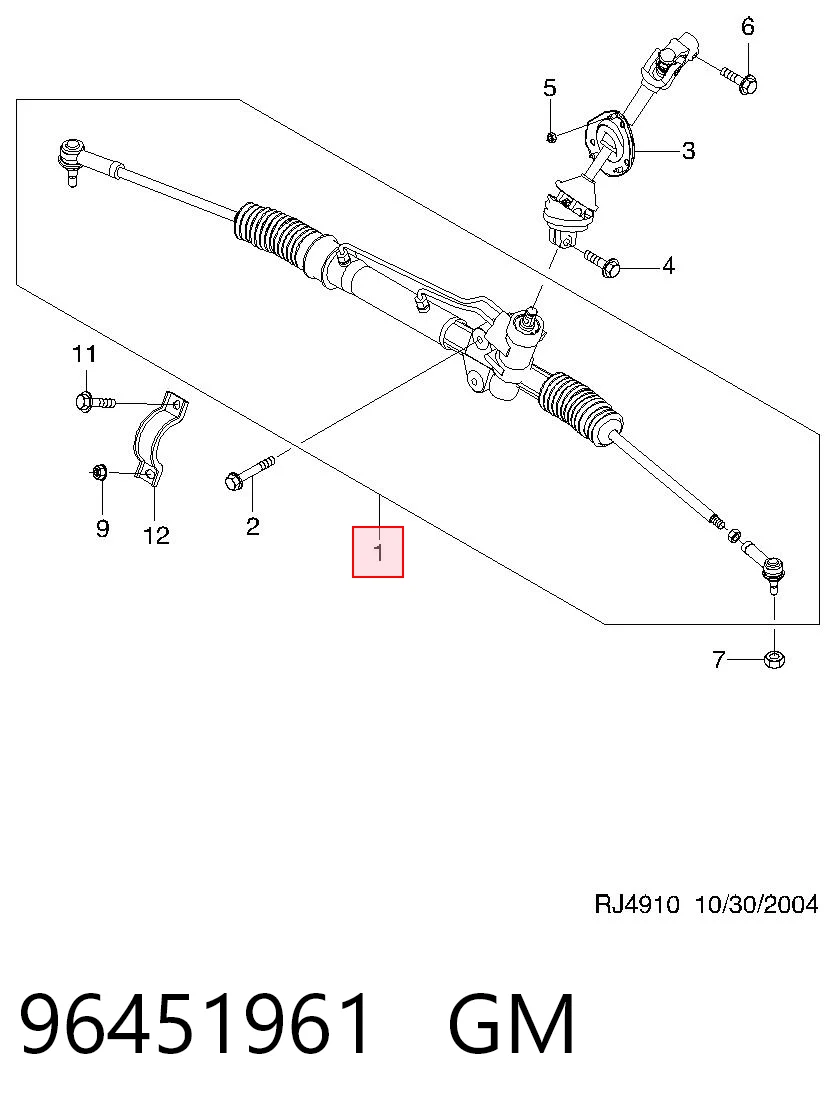 Listwa kierownicza (maglownica) General Motors 95209433