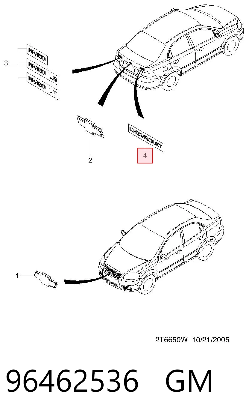 Emblemat na klapę bagaznika (znaczek firmowy) do Chevrolet Evanda  V200
