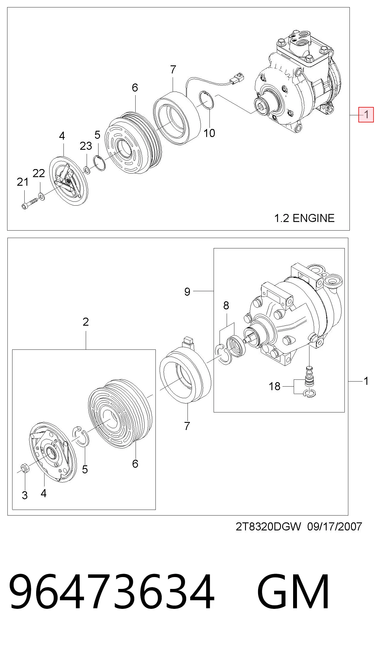  Sprężarka klimatyzacji Chevrolet Aveo 2