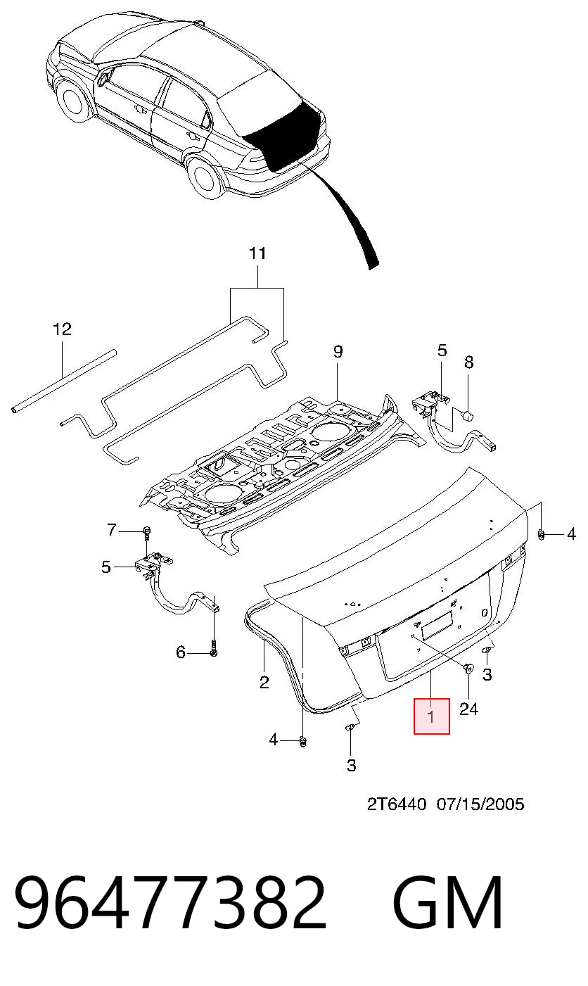 Klapa bagażnika do Chevrolet Aveo II T250, T255