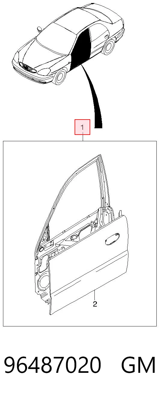 Drzwi przednie prawe do Daewoo Nubira II J15