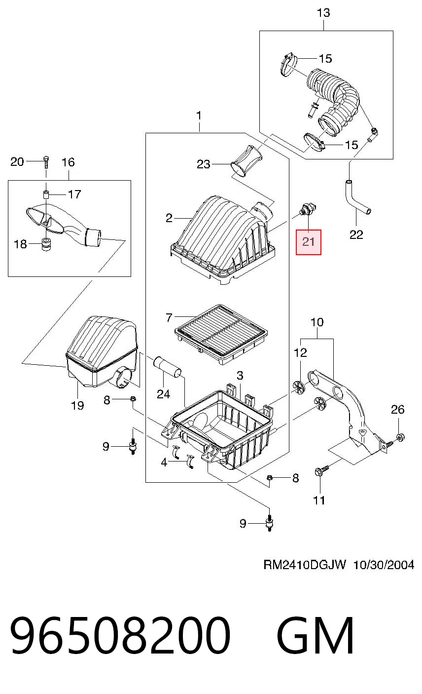 Czujnik temperatury powietrza wlotowego Hyundai Santa Fe I