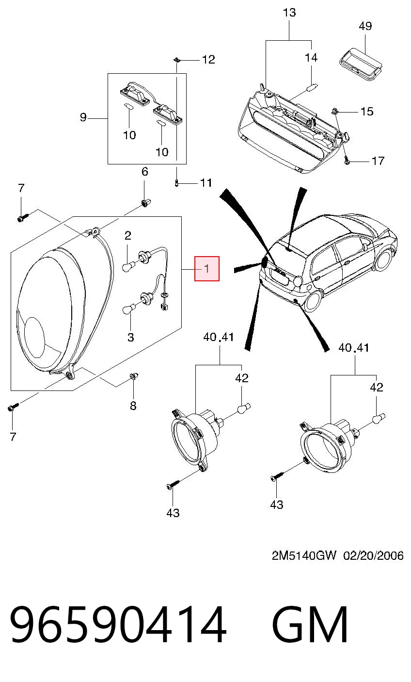 Lampa zespolona tylna prawa do Chevrolet Spark (Matiz)  M200, M250