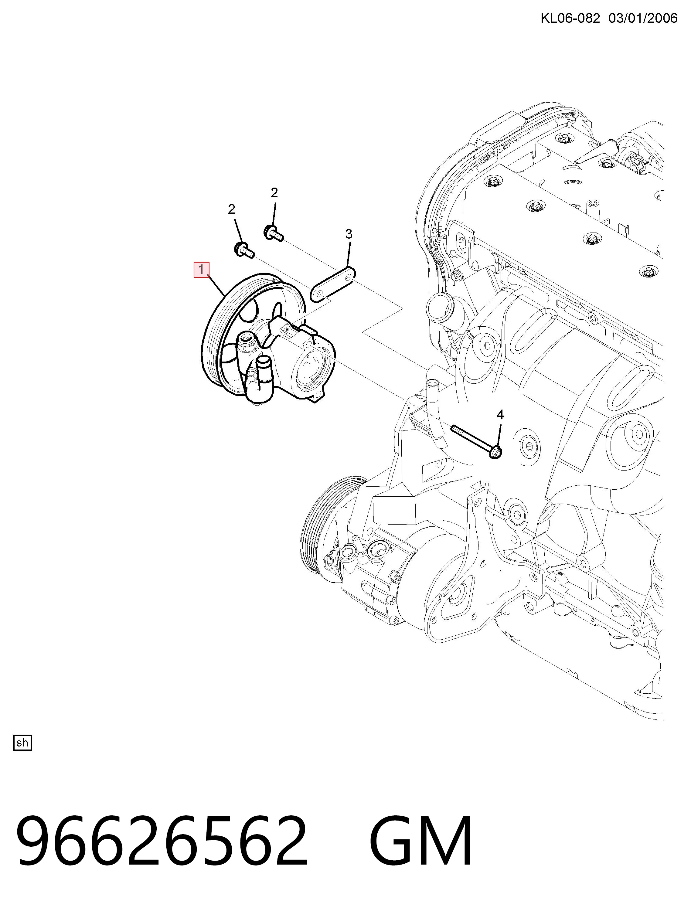 96626562 General Motors Pompa wspomagania hydraulicznego kierownicy