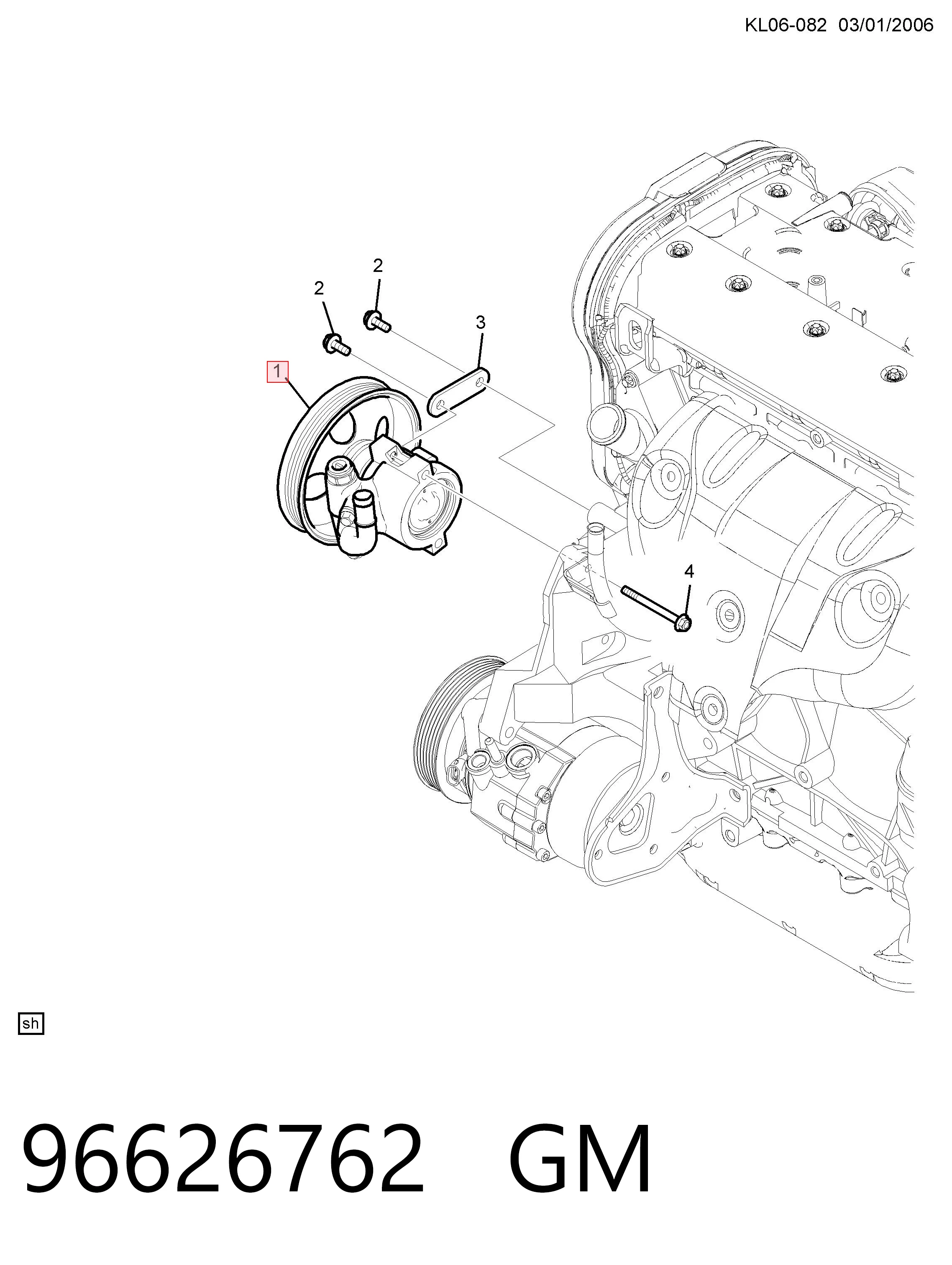 96626762 General Motors Pompa wspomagania hydraulicznego kierownicy