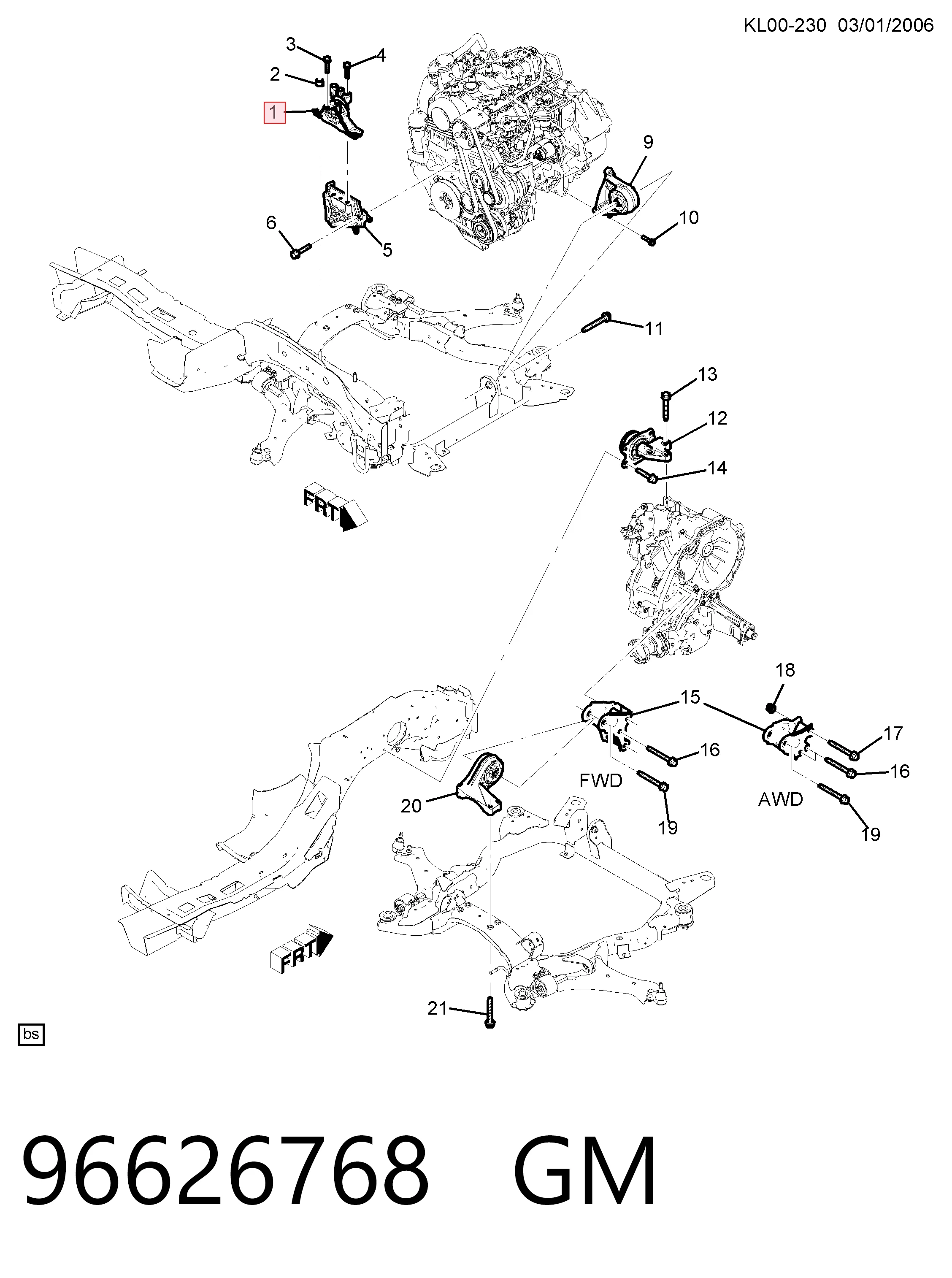 Poduszka (podpora) silnika prawa Opel Antara A SUV (L07) (2006 - 2017) cena, od 82,07 USD