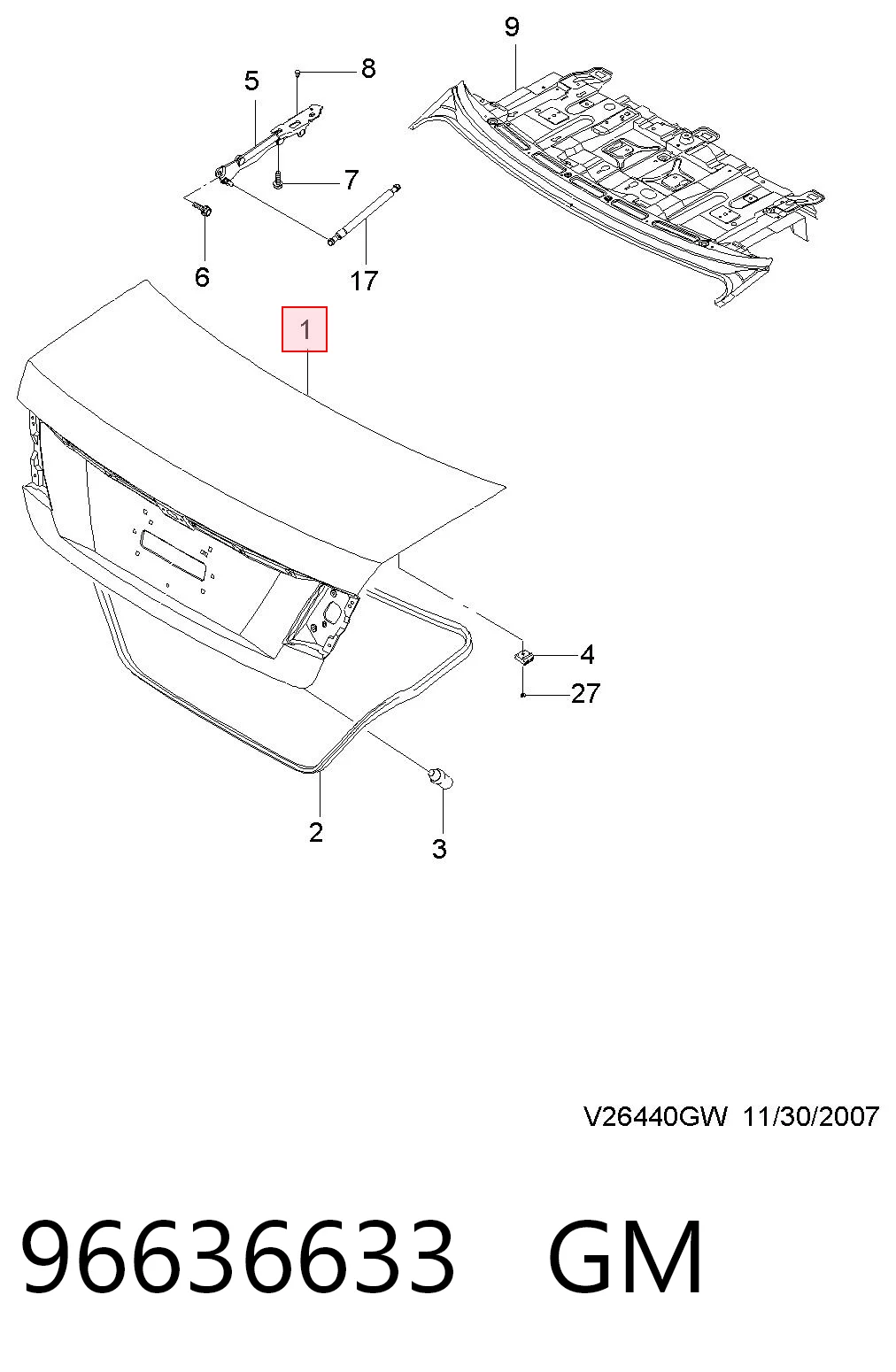 Klapa bagażnika do Chevrolet Epica II V250