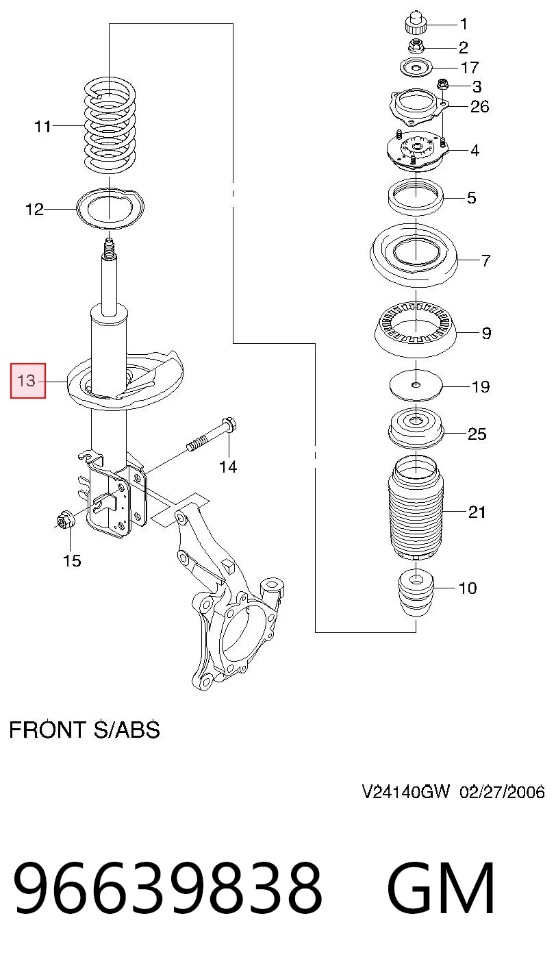 96491670 Hyundai/Kia Amortyzator przedni prawy