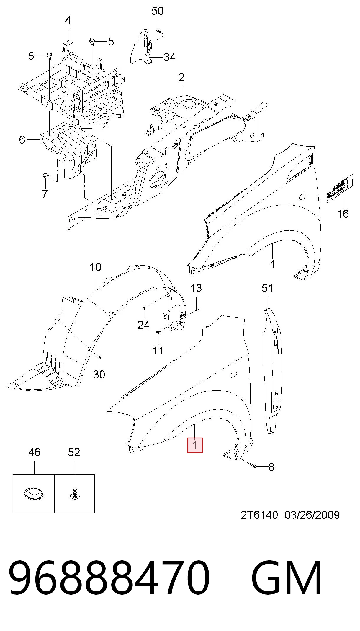 Błotnik przedni lewy do Chevrolet Aveo II T250, T255