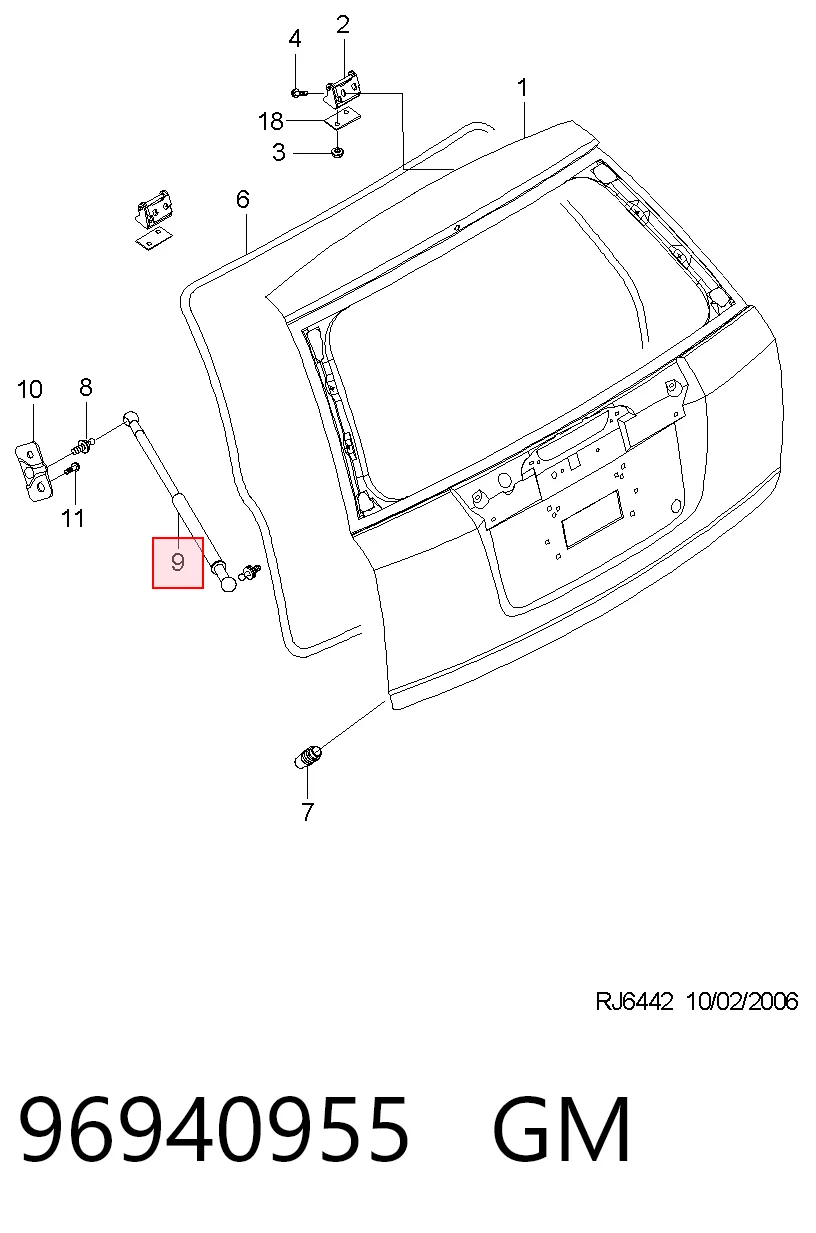 Amortyzator klapy bagażnika (3/5 drzwi-tylnych) AND 1B827068