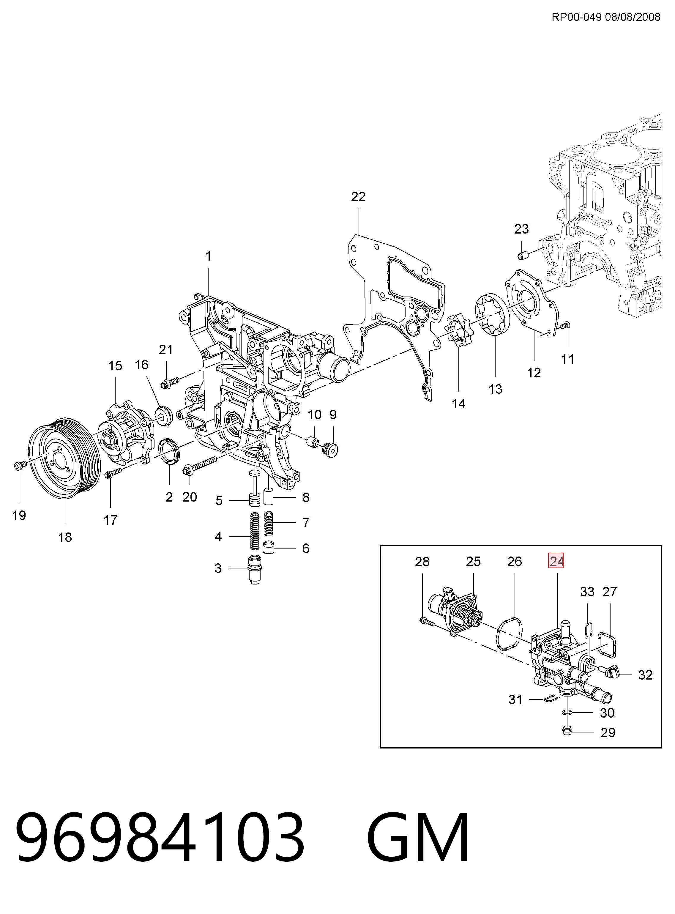 96984103 General Motors Obudowa termostatu